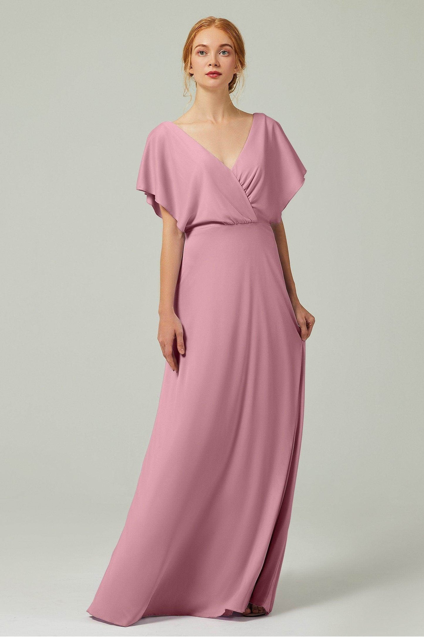 A-Line Floor Length Chiffon Bridesmaid Dress CB0351 - COCOMELODY