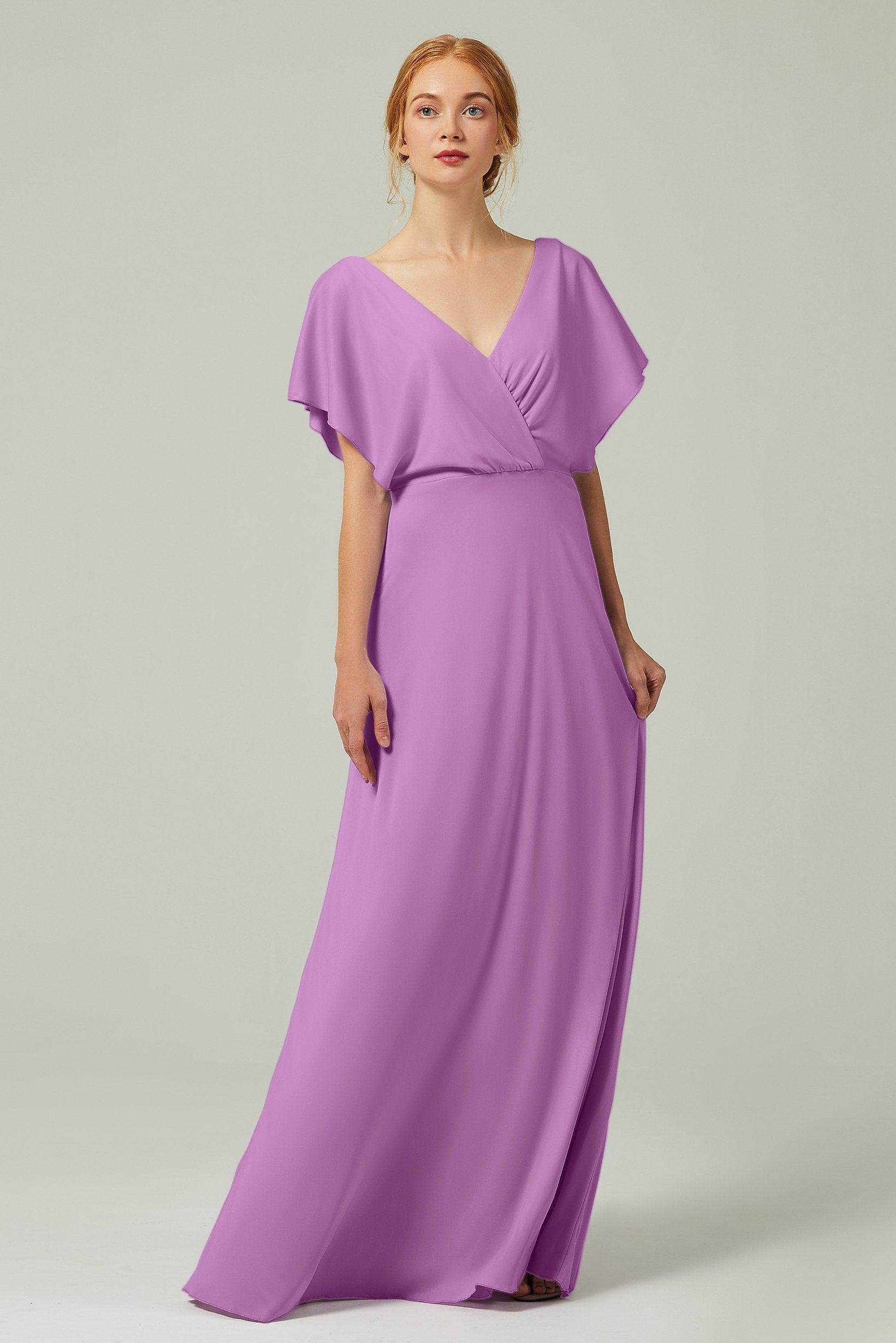 A-Line Floor Length Chiffon Bridesmaid Dress CB0351 - COCOMELODY