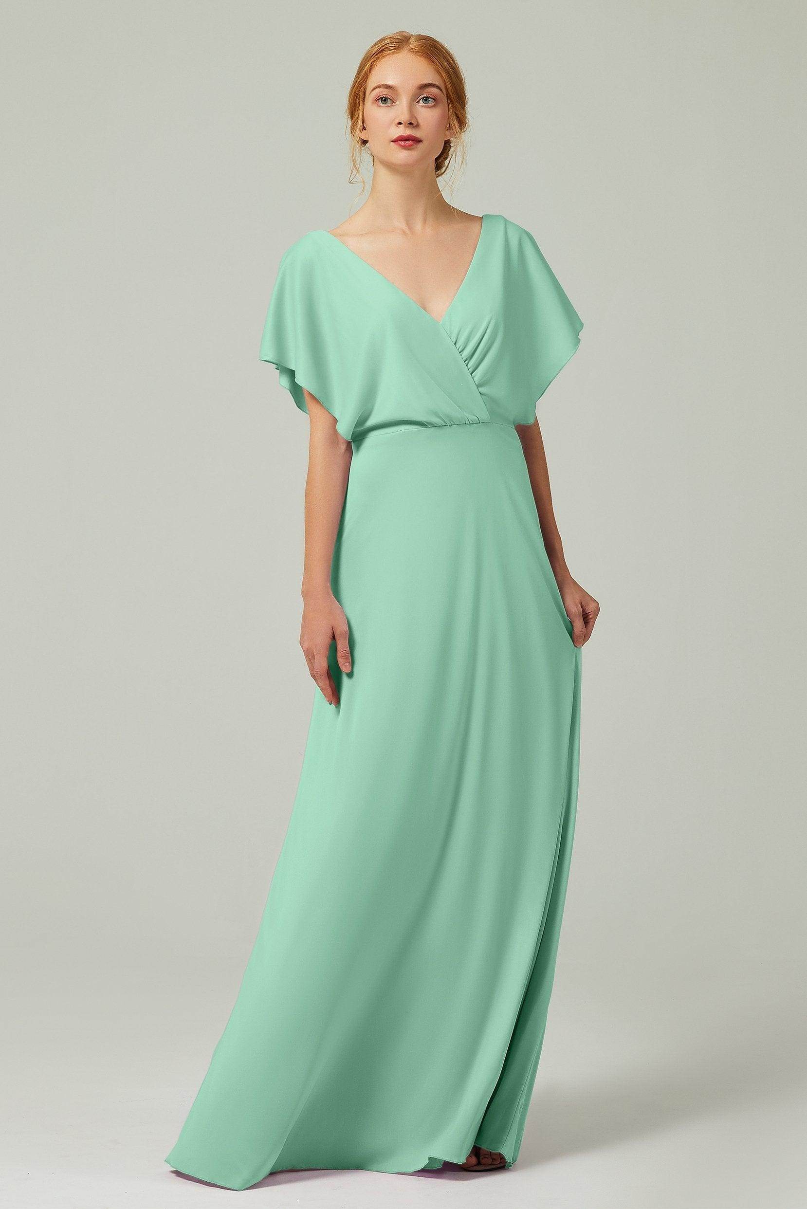 A-Line Floor Length Chiffon Bridesmaid Dress CB0351 - COCOMELODY