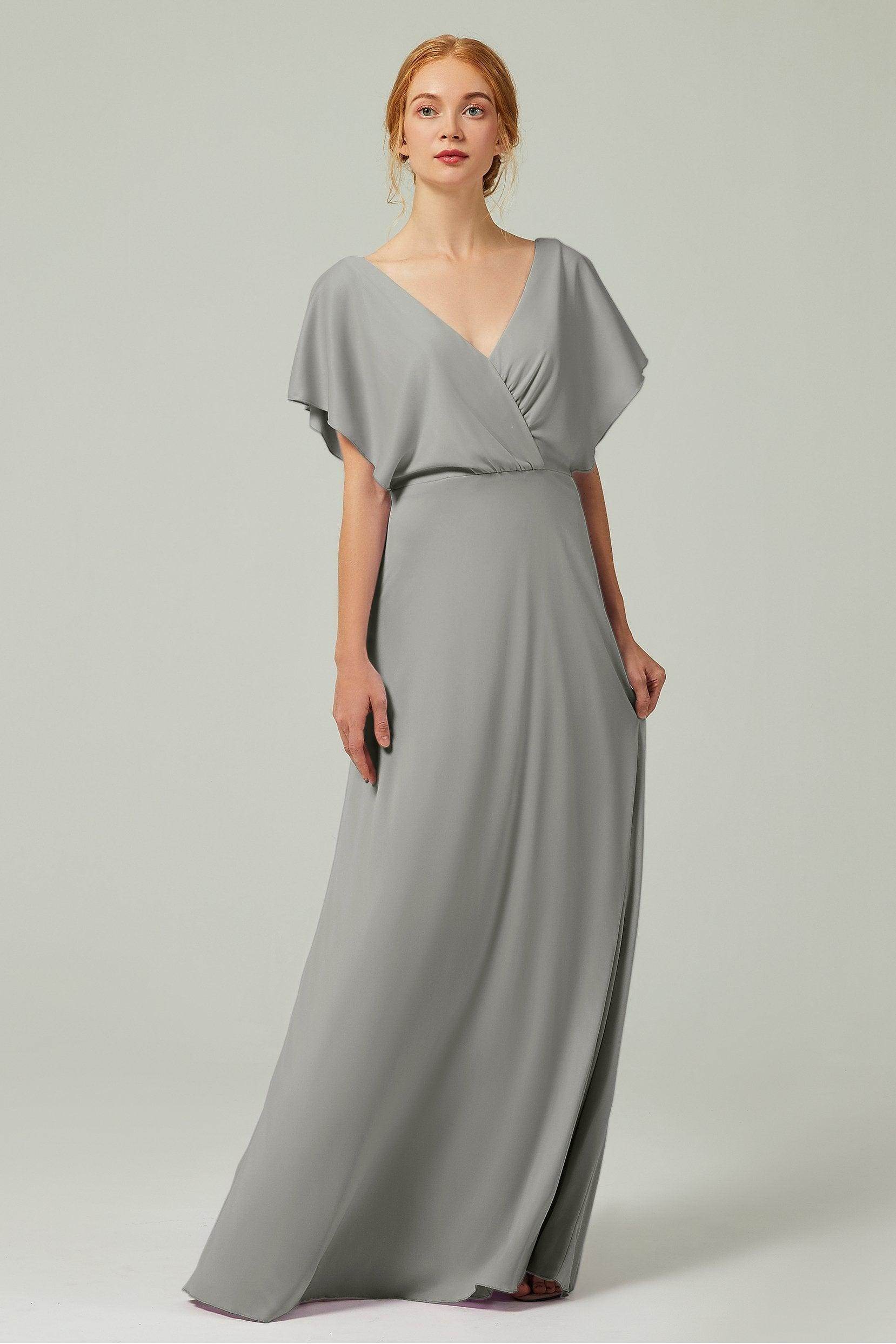 A-Line Floor Length Chiffon Bridesmaid Dress CB0351 - COCOMELODY