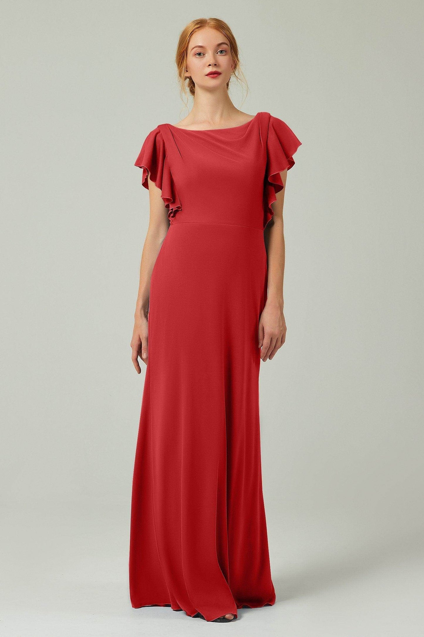 Sheath-Column Floor Length Chiffon Bridesmaid Dress Formal Dresses CB0357 - COCOMELODY