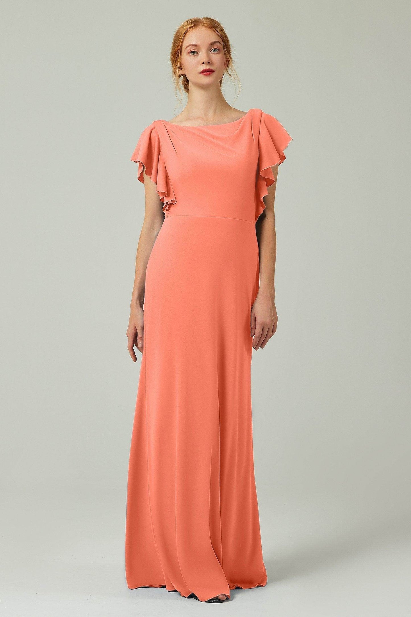 Sheath-Column Floor Length Chiffon Bridesmaid Dress Formal Dresses CB0357 - COCOMELODY