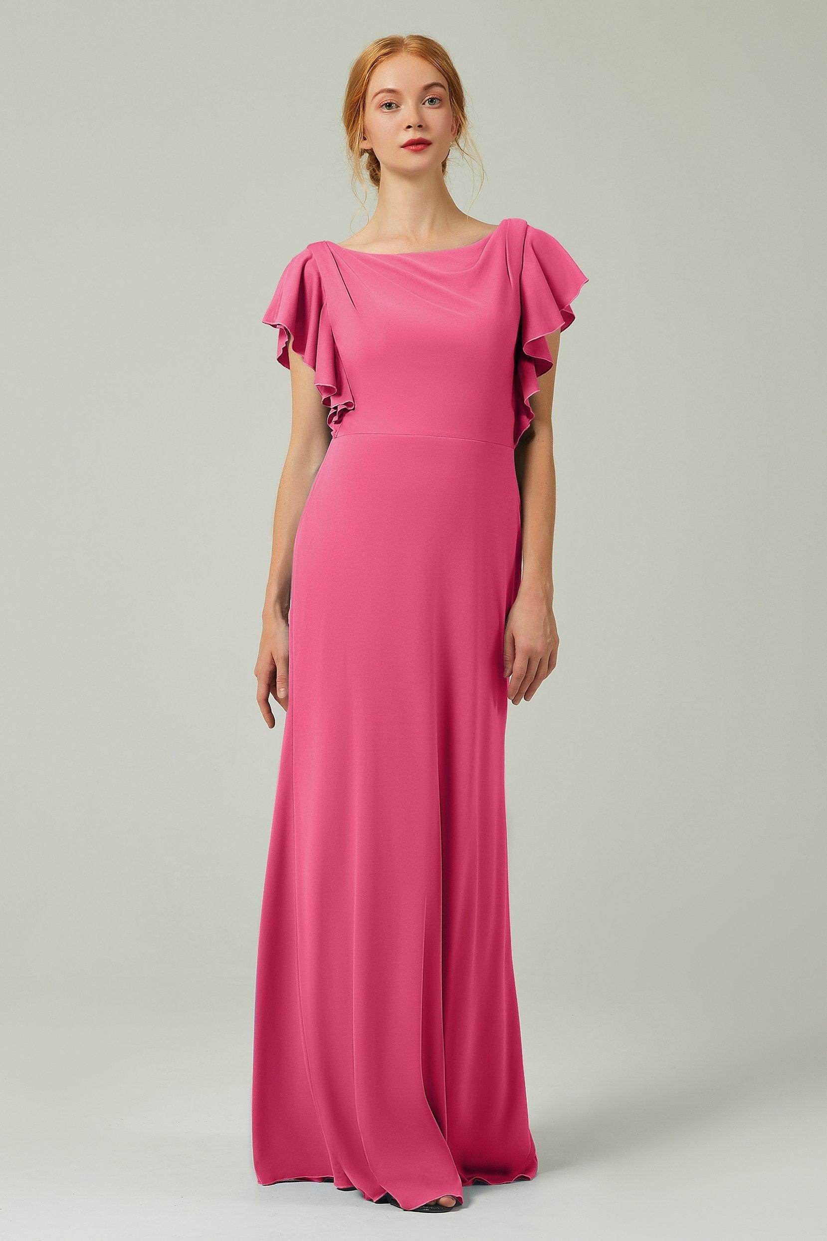 Sheath-Column Floor Length Chiffon Bridesmaid Dress Formal Dresses CB0357 - COCOMELODY