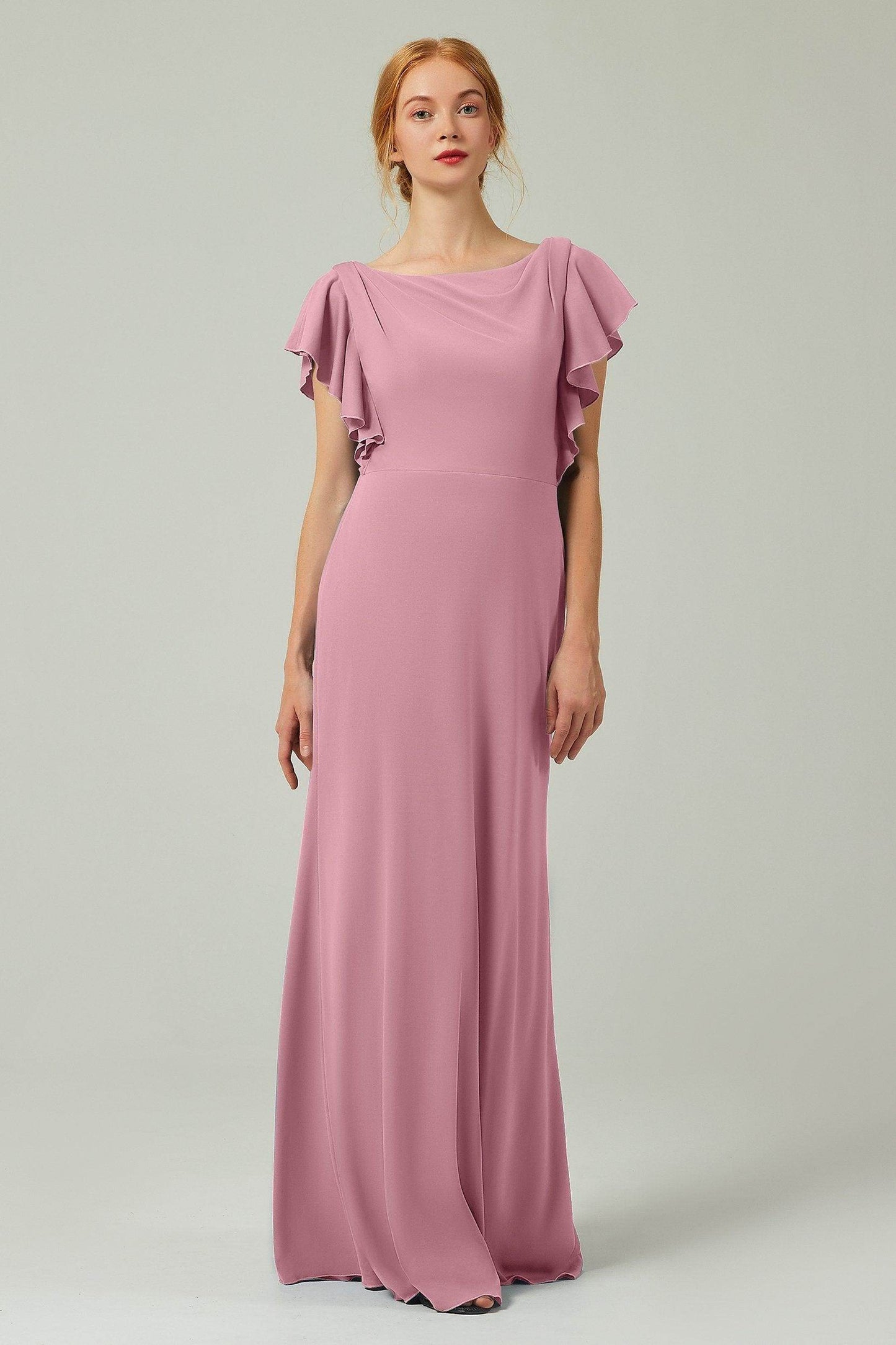 Sheath-Column Floor Length Chiffon Bridesmaid Dress Formal Dresses CB0357 - COCOMELODY