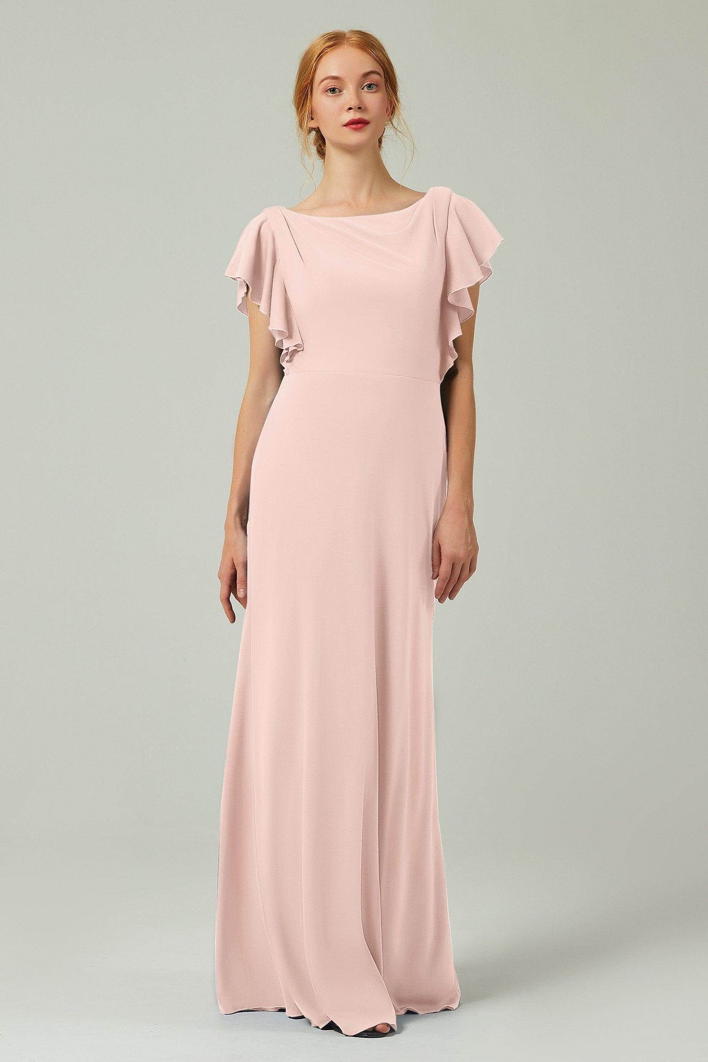 Sheath-Column Floor Length Chiffon Bridesmaid Dress Formal Dresses CB0357 - COCOMELODY