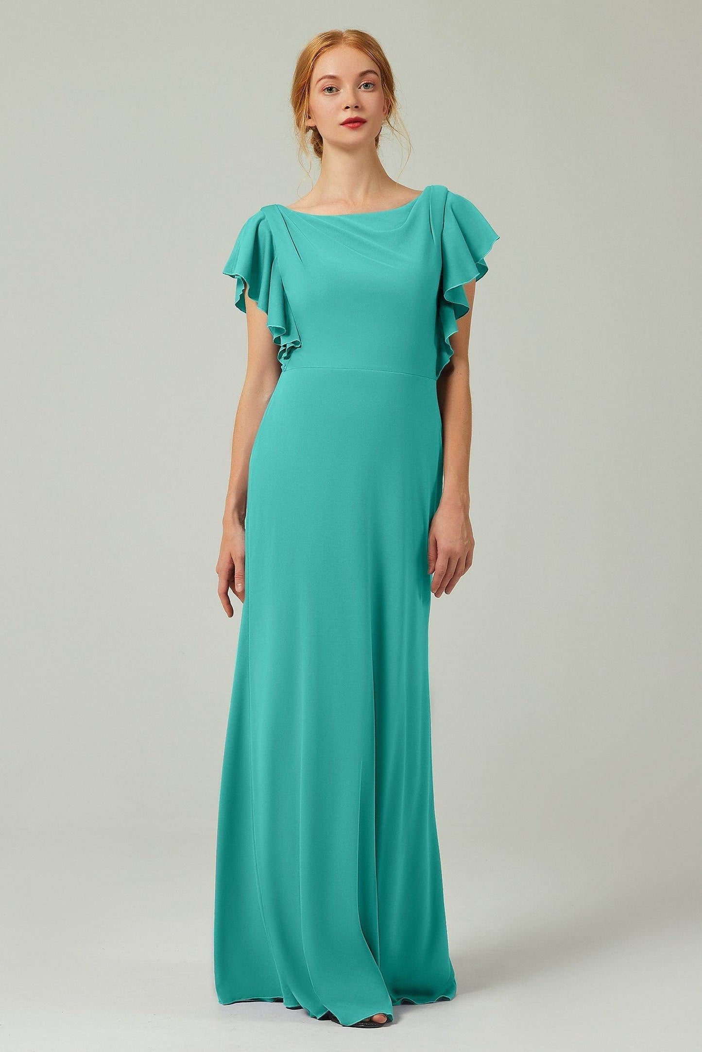 Sheath-Column Floor Length Chiffon Bridesmaid Dress Formal Dresses CB0357 - COCOMELODY