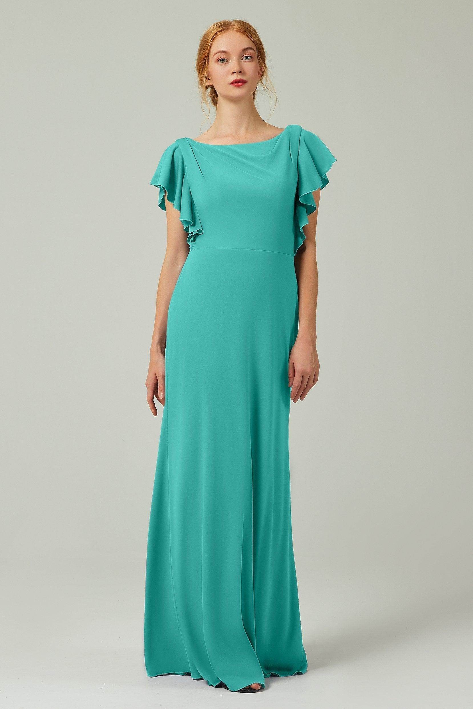 Sheath-Column Floor Length Chiffon Bridesmaid Dress Formal Dresses CB0357 - COCOMELODY