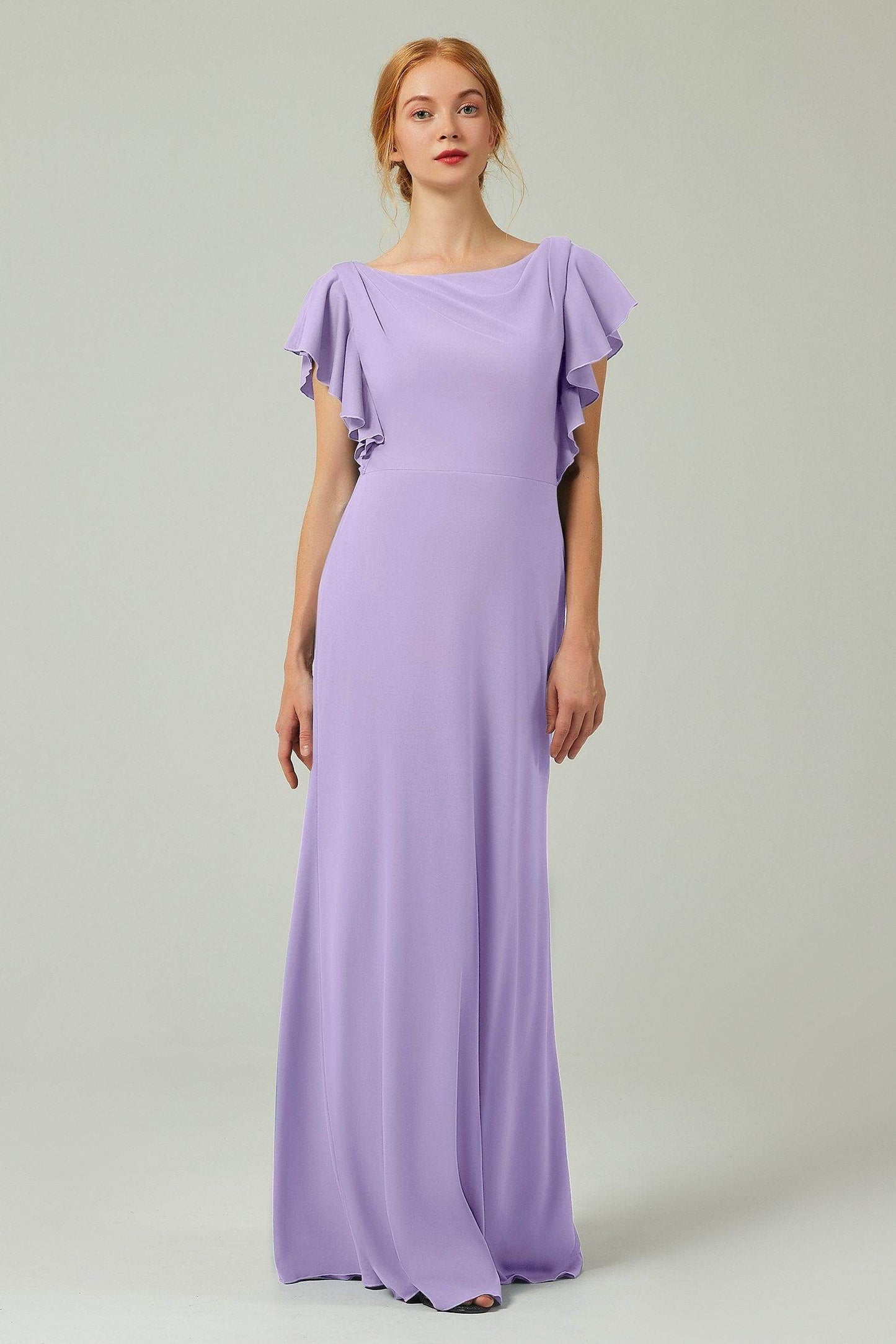 Sheath-Column Floor Length Chiffon Bridesmaid Dress Formal Dresses CB0357 - COCOMELODY