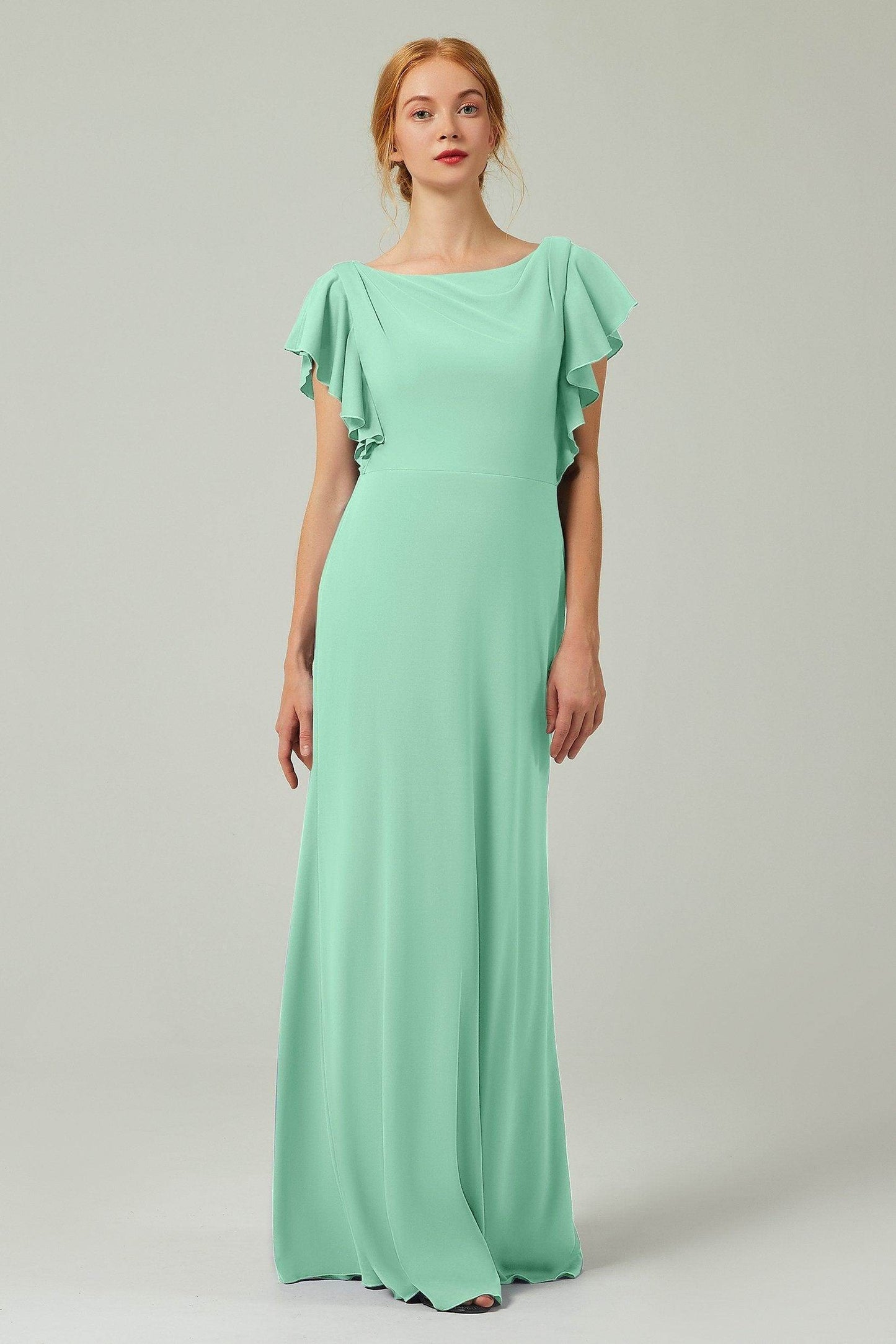 Sheath-Column Floor Length Chiffon Bridesmaid Dress Formal Dresses CB0357 - COCOMELODY