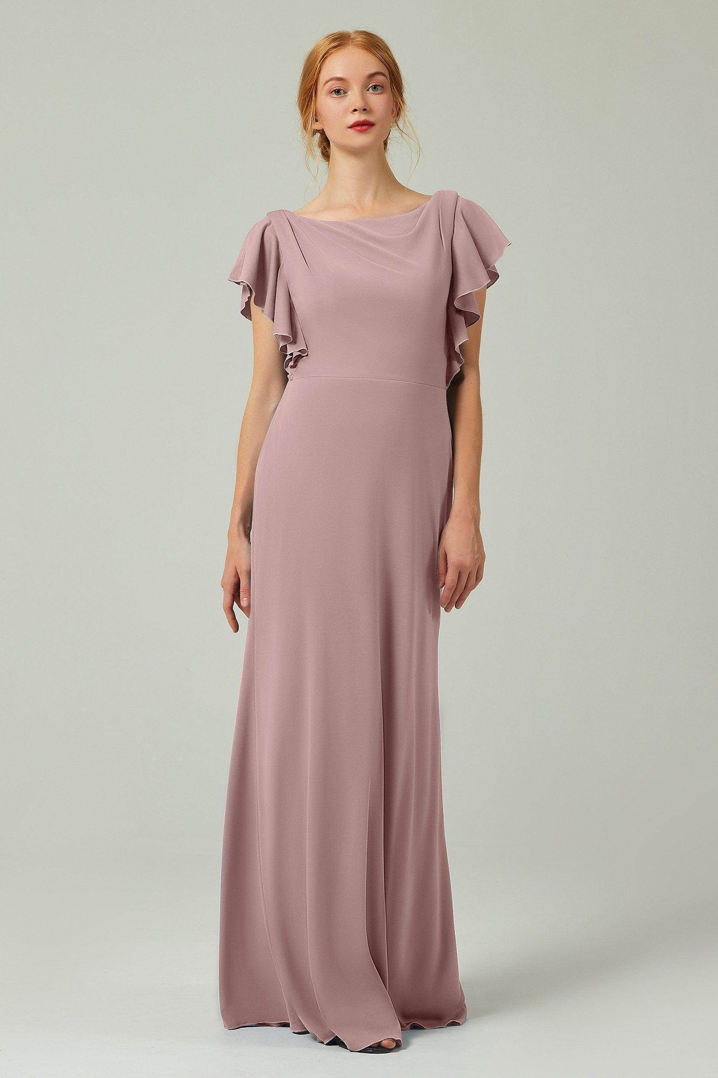 Sheath-Column Floor Length Chiffon Bridesmaid Dress Formal Dresses CB0357 - COCOMELODY