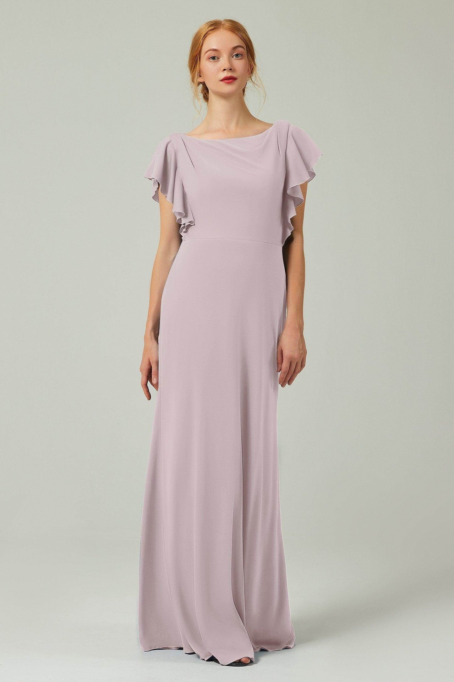 Sheath-Column Floor Length Chiffon Bridesmaid Dress Formal Dresses CB0357 - COCOMELODY
