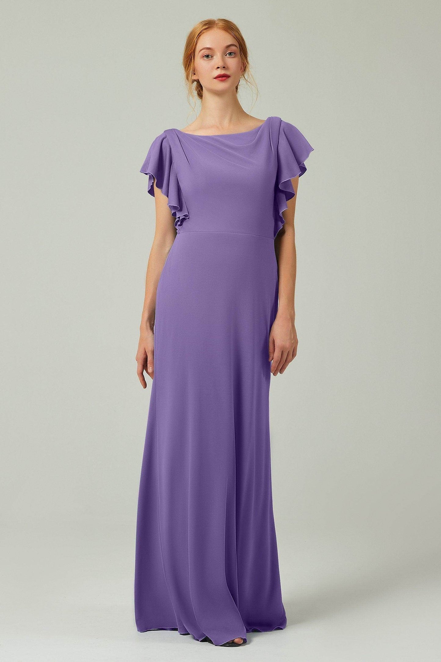 Sheath-Column Floor Length Chiffon Bridesmaid Dress Formal Dresses CB0357 - COCOMELODY