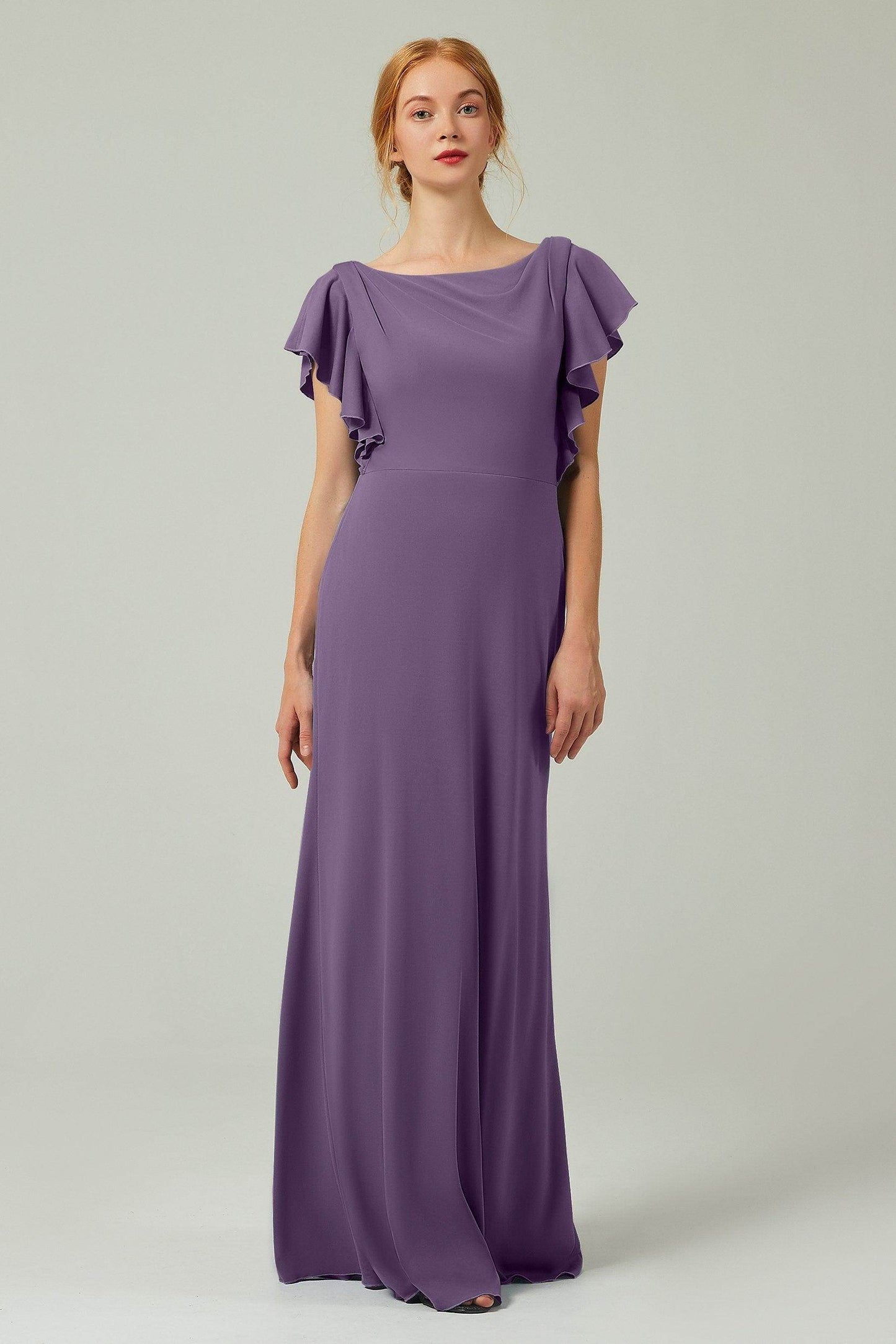 Sheath-Column Floor Length Chiffon Bridesmaid Dress Formal Dresses CB0357 - COCOMELODY