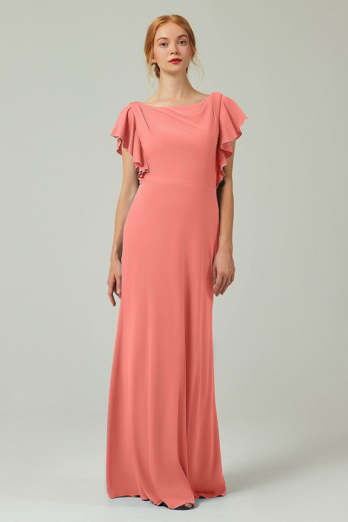 Sheath-Column Floor Length Chiffon Bridesmaid Dress Formal Dresses CB0357 - COCOMELODY