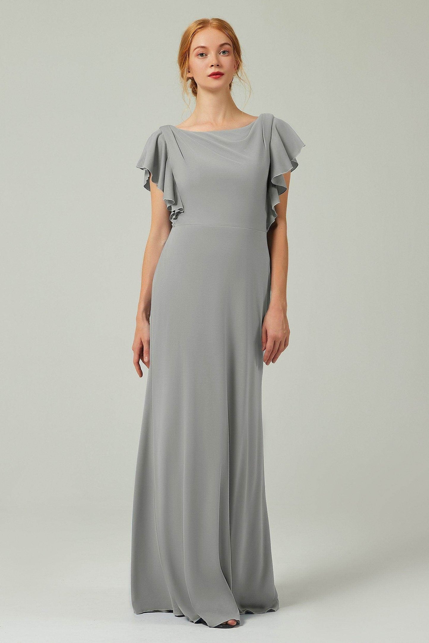 Sheath-Column Floor Length Chiffon Bridesmaid Dress Formal Dresses CB0357 - COCOMELODY