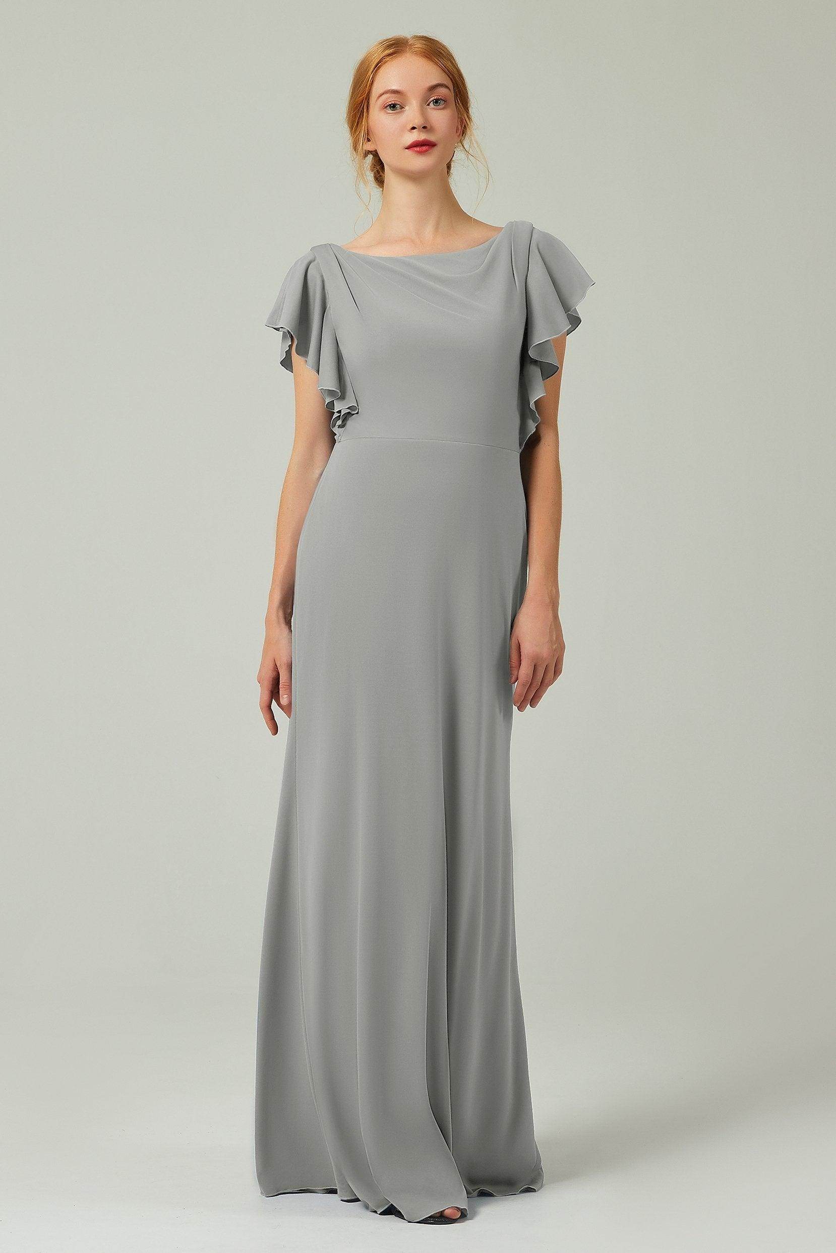 Sheath-Column Floor Length Chiffon Bridesmaid Dress Formal Dresses CB0357 - COCOMELODY