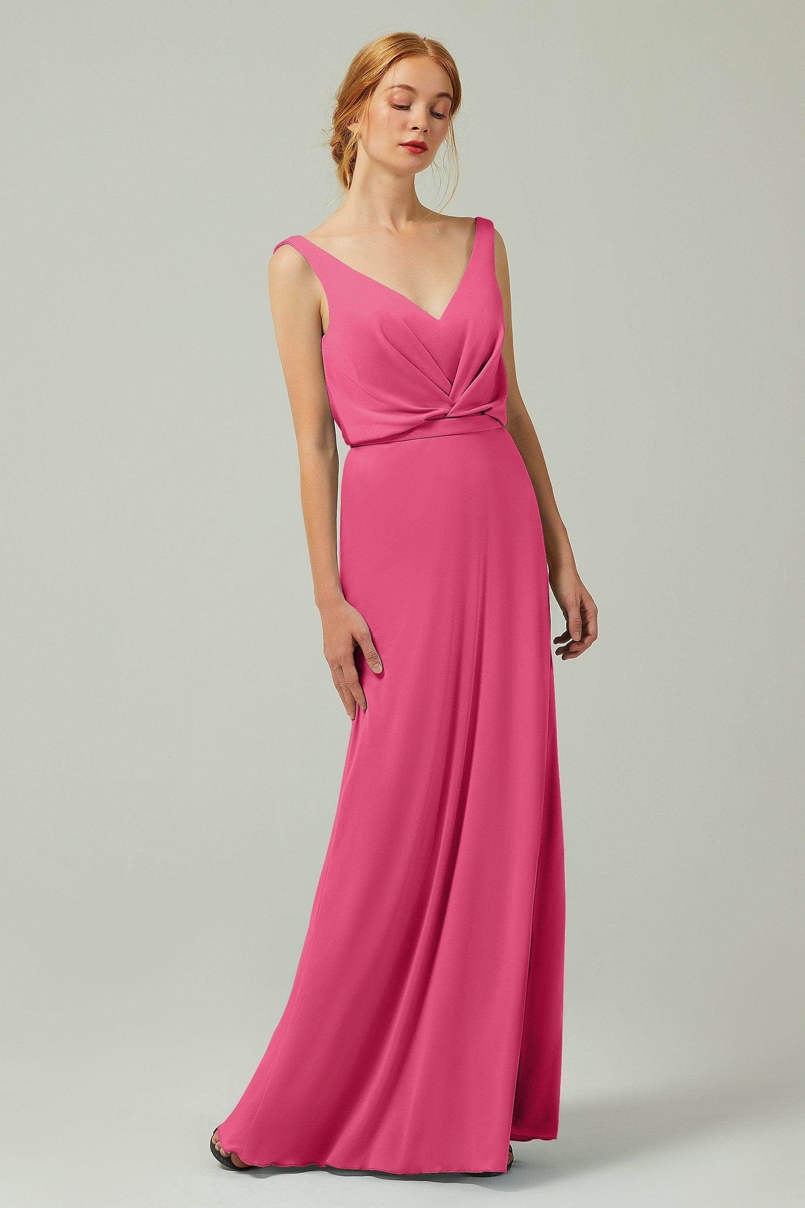 Sheath-Column Floor Length Chiffon Bridesmaid Dress Formal Dresses CB0358 - COCOMELODY