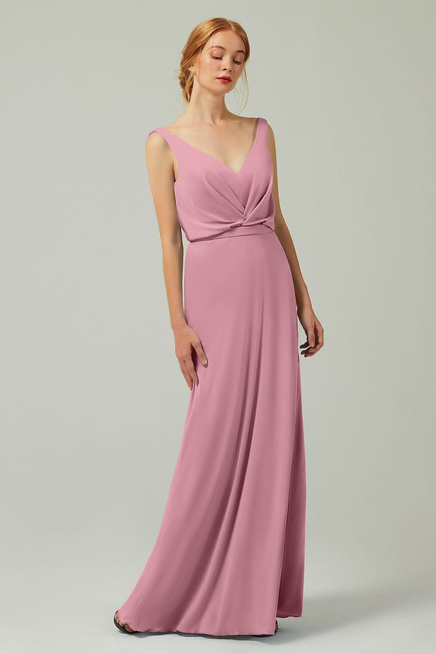 Sheath-Column Floor Length Chiffon Bridesmaid Dress Formal Dresses CB0358 - COCOMELODY