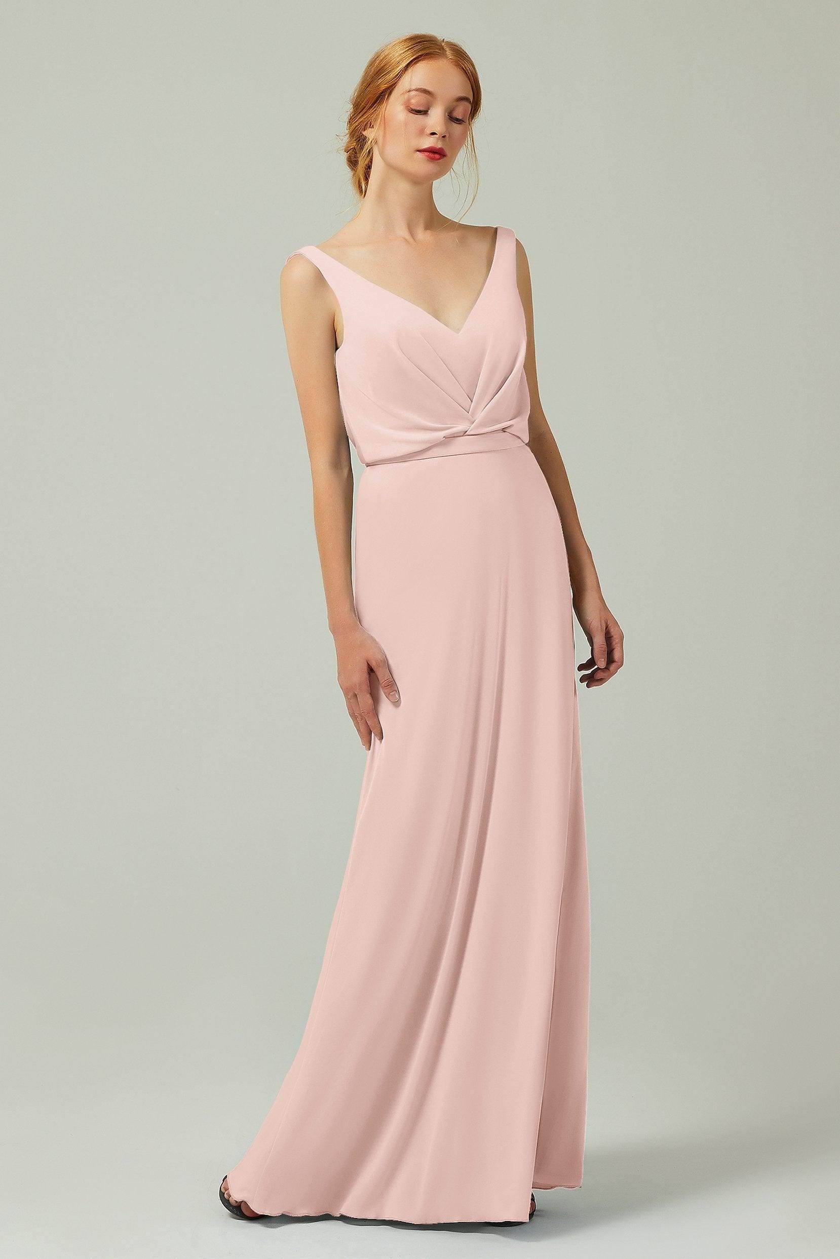 Sheath-Column Floor Length Chiffon Bridesmaid Dress Formal Dresses CB0358 - COCOMELODY