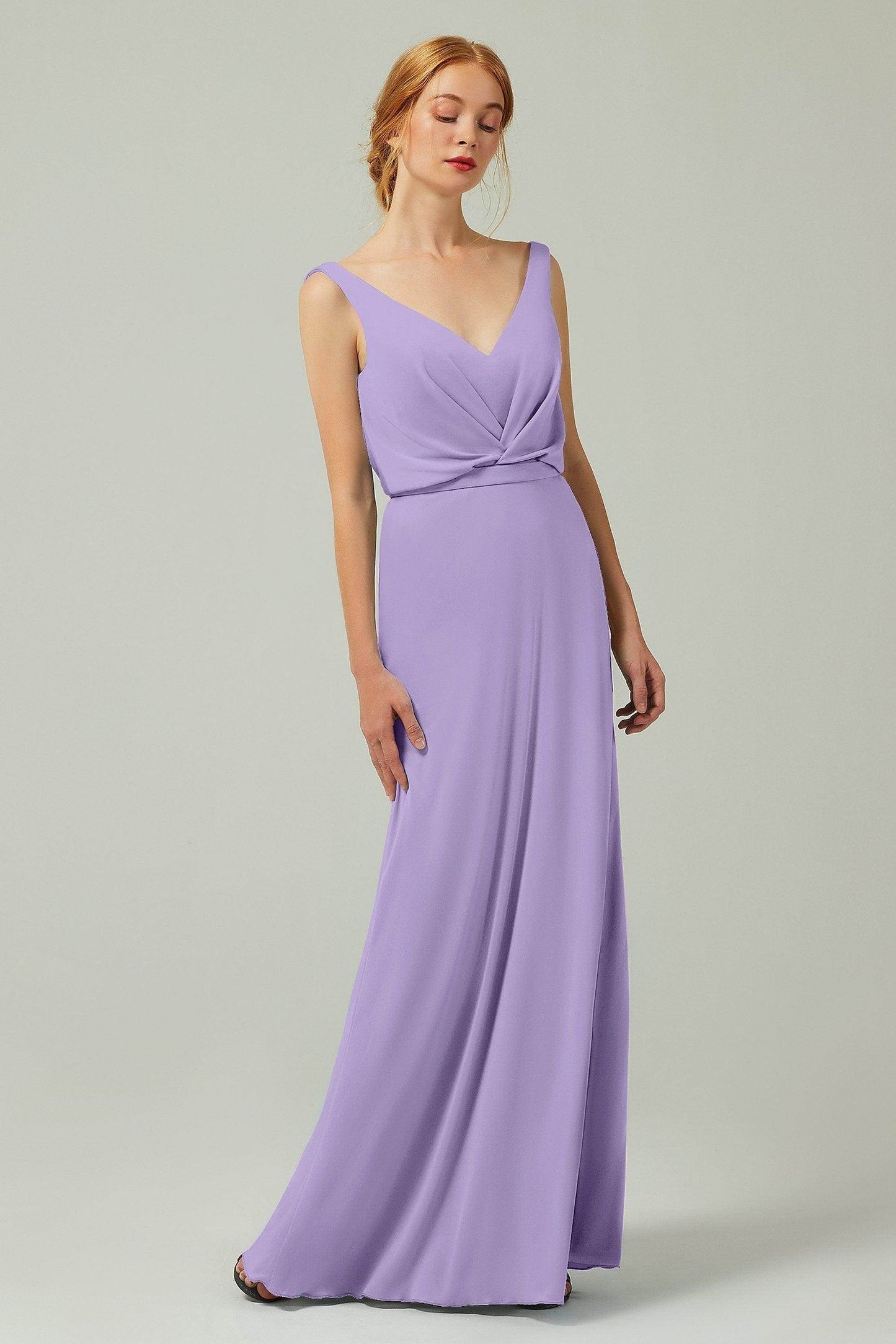Sheath-Column Floor Length Chiffon Bridesmaid Dress Formal Dresses CB0358 - COCOMELODY