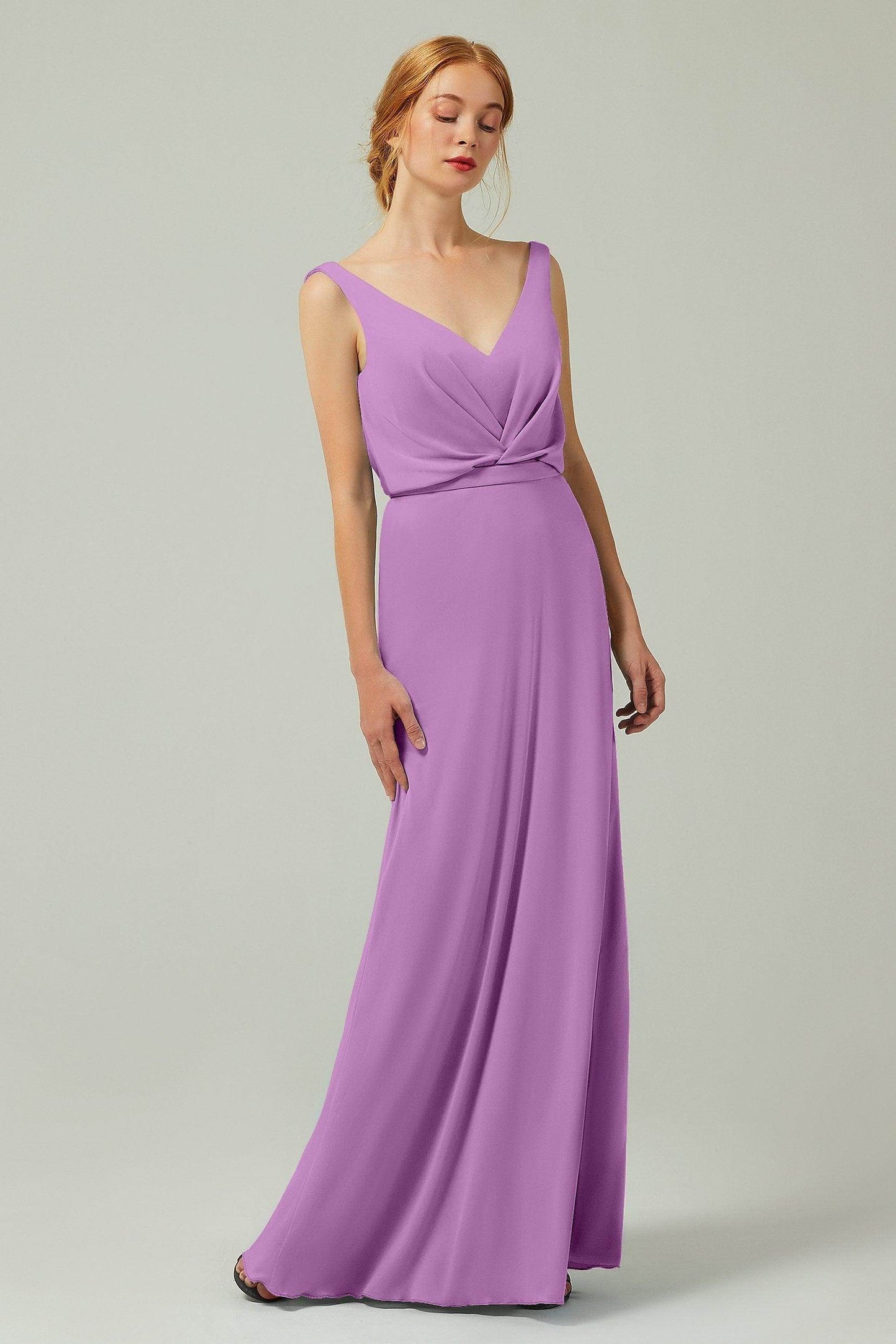 Sheath-Column Floor Length Chiffon Bridesmaid Dress Formal Dresses CB0358 - COCOMELODY