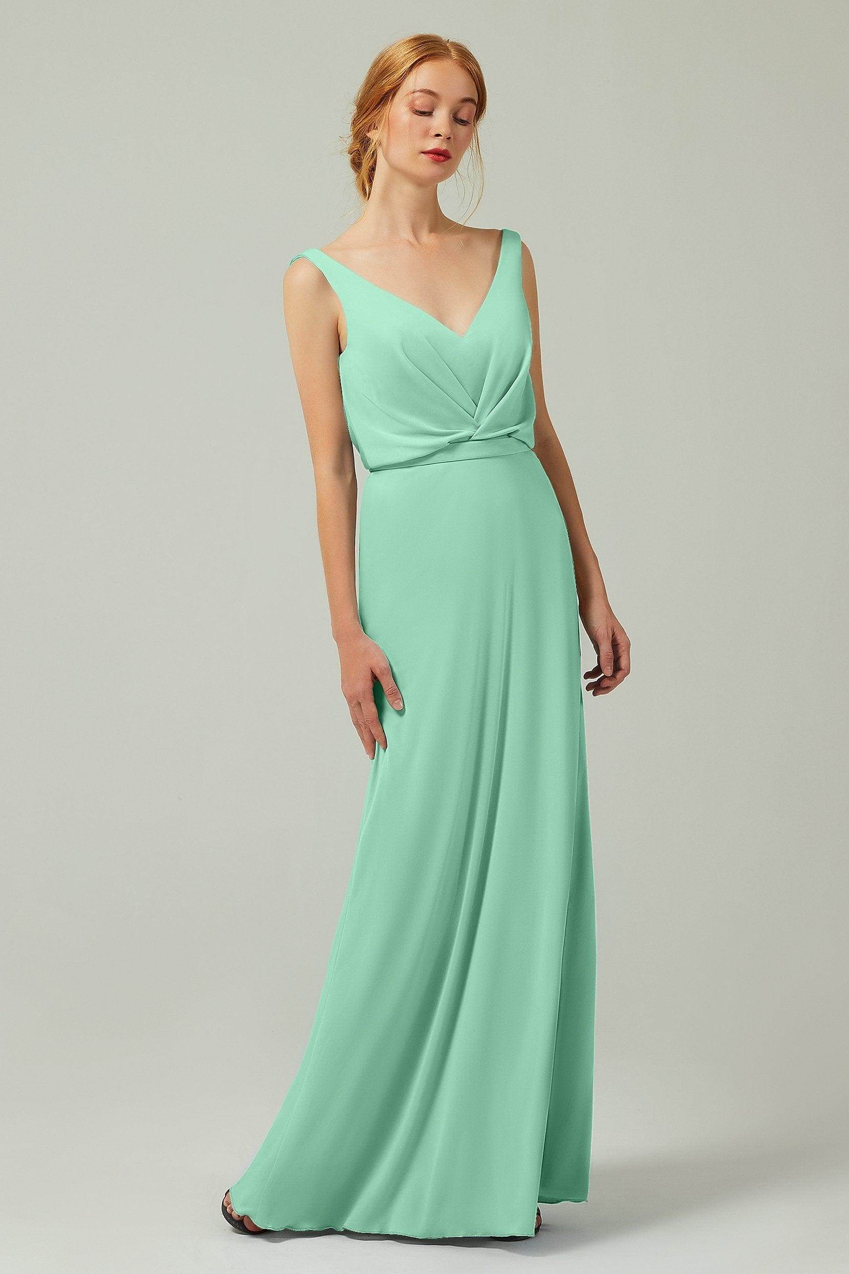 Sheath-Column Floor Length Chiffon Bridesmaid Dress Formal Dresses CB0358 - COCOMELODY