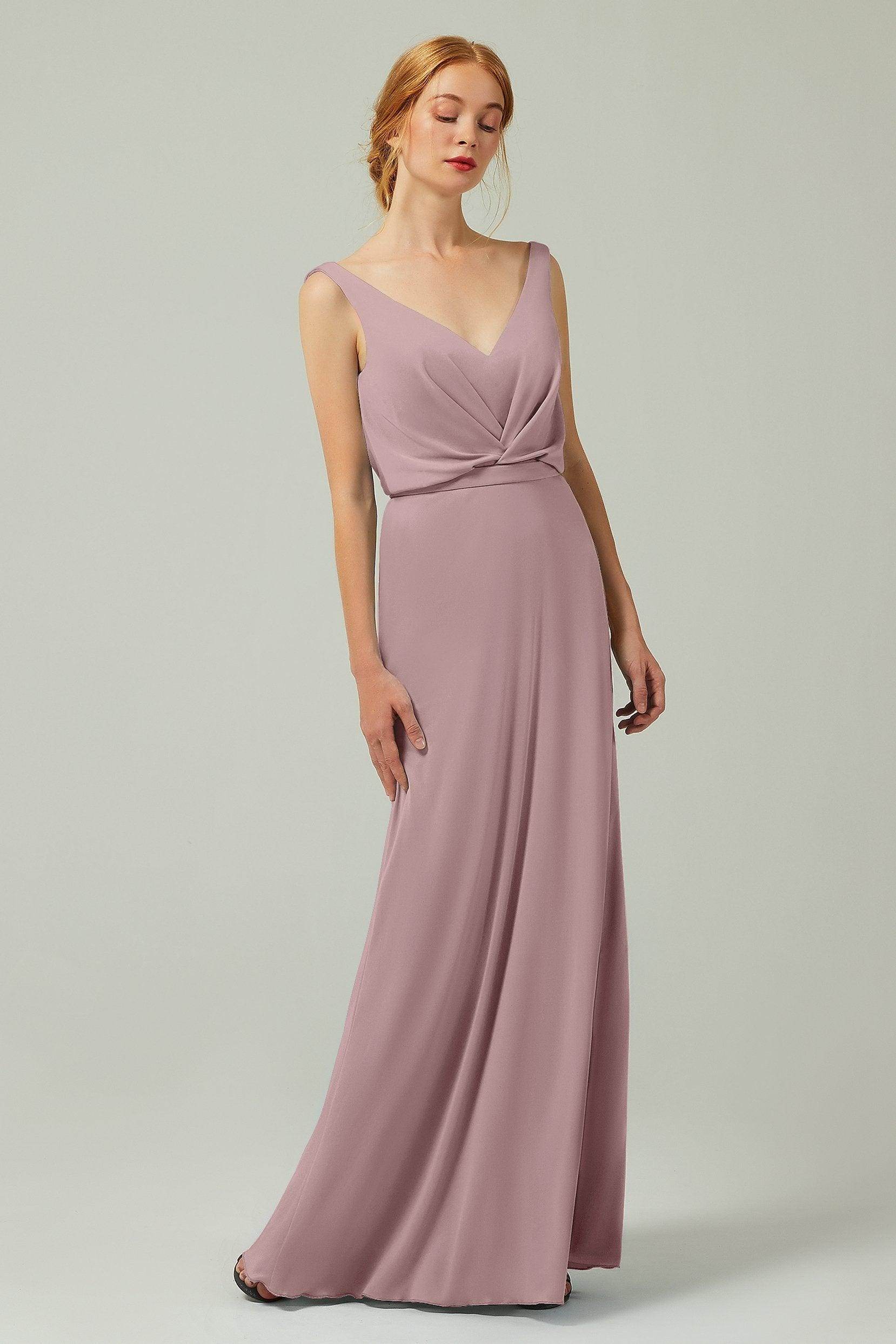 Sheath-Column Floor Length Chiffon Bridesmaid Dress Formal Dresses CB0358 - COCOMELODY