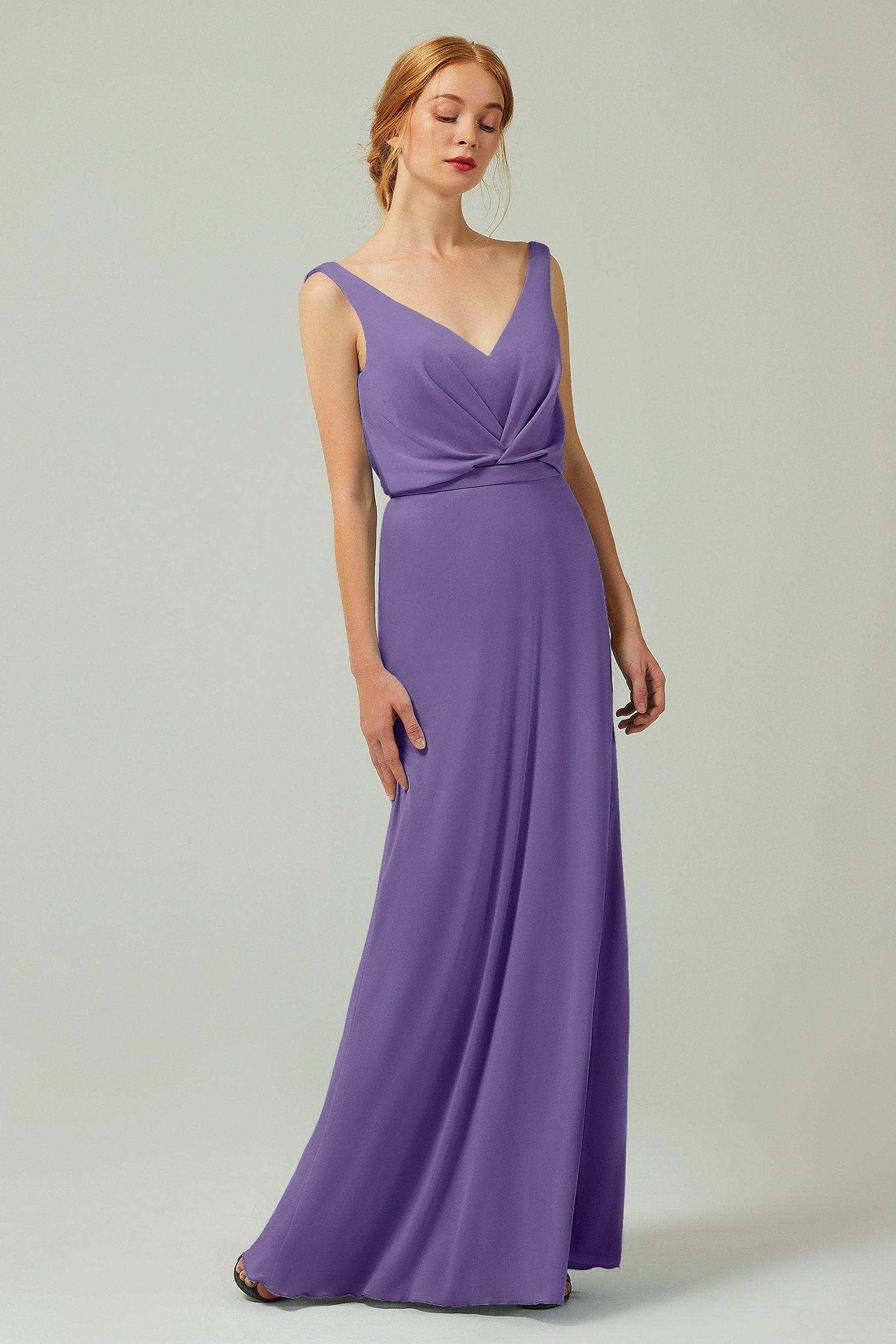 Sheath-Column Floor Length Chiffon Bridesmaid Dress Formal Dresses CB0358 - COCOMELODY