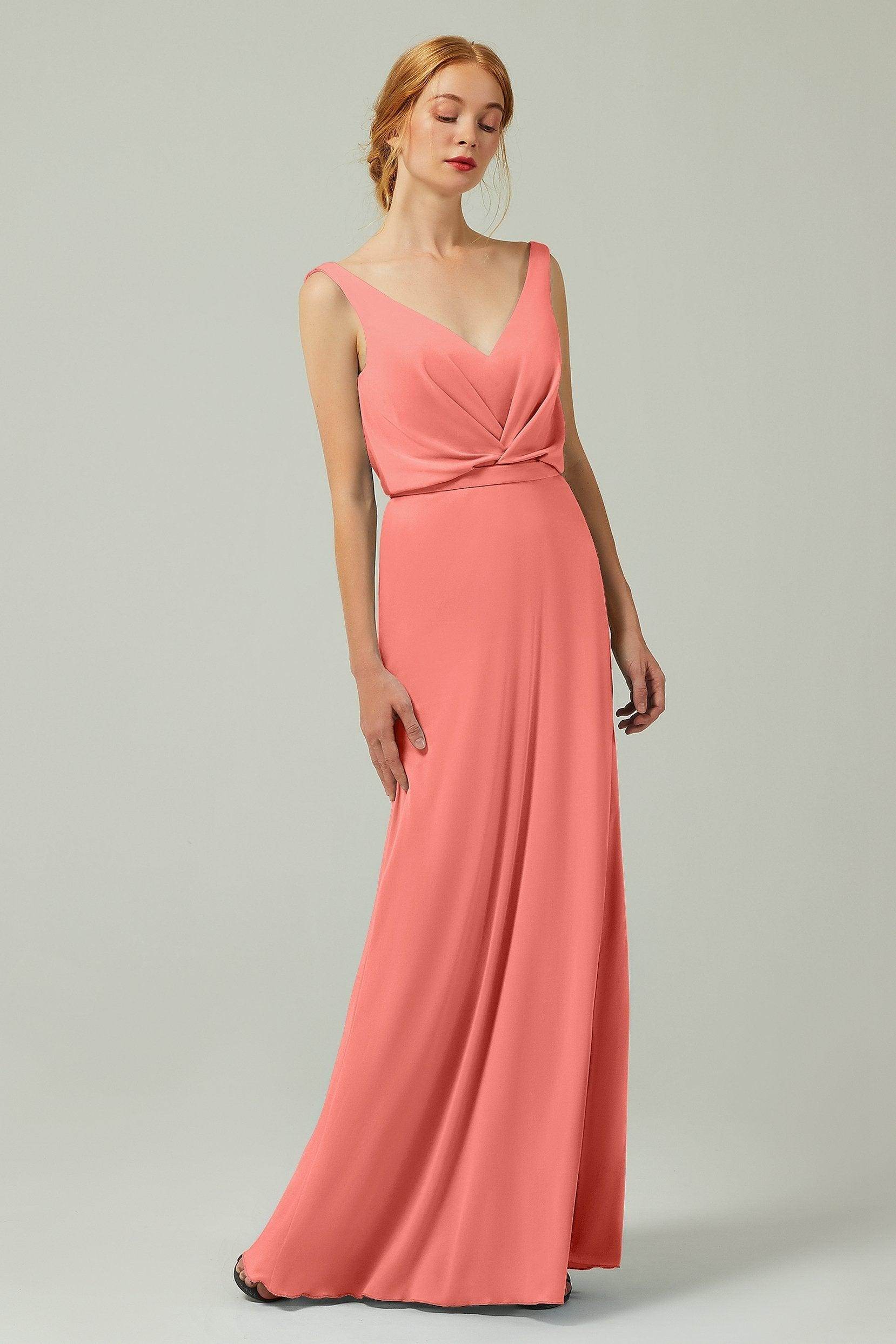 Sheath-Column Floor Length Chiffon Bridesmaid Dress Formal Dresses CB0358 - COCOMELODY