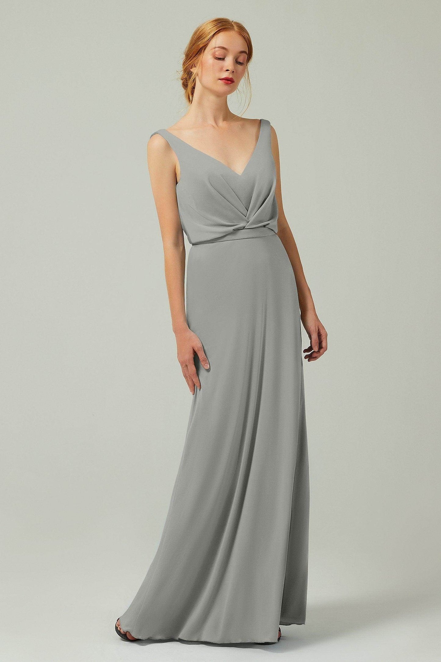 Sheath-Column Floor Length Chiffon Bridesmaid Dress Formal Dresses CB0358 - COCOMELODY