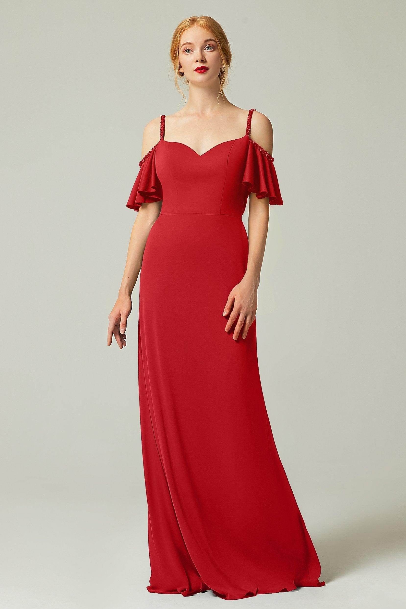 Sheath-Column Sweep Train Chiffon Bridesmaid Dress Formal Dresses CB0359 - COCOMELODY