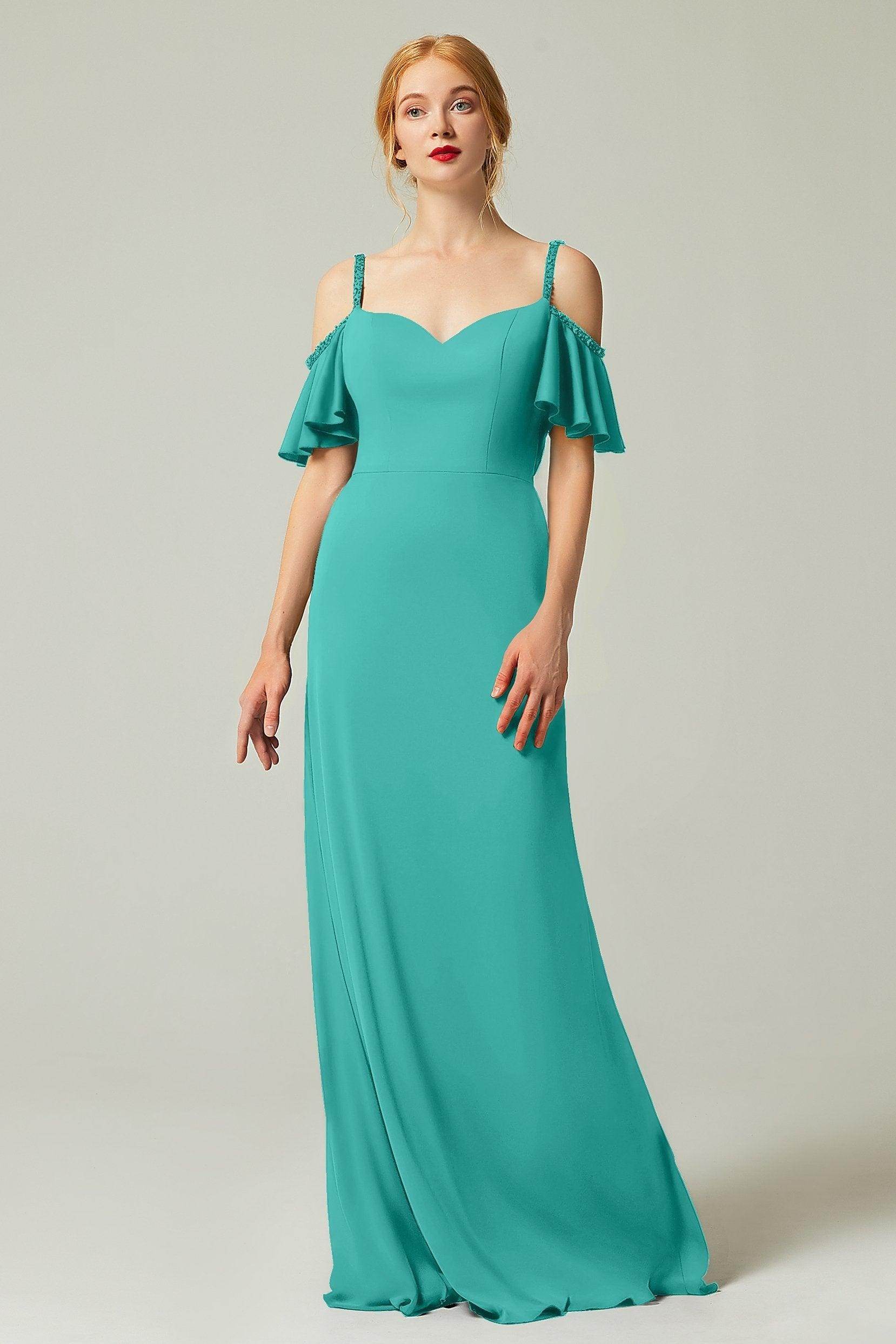 Sheath-Column Sweep Train Chiffon Bridesmaid Dress Formal Dresses CB0359 - COCOMELODY