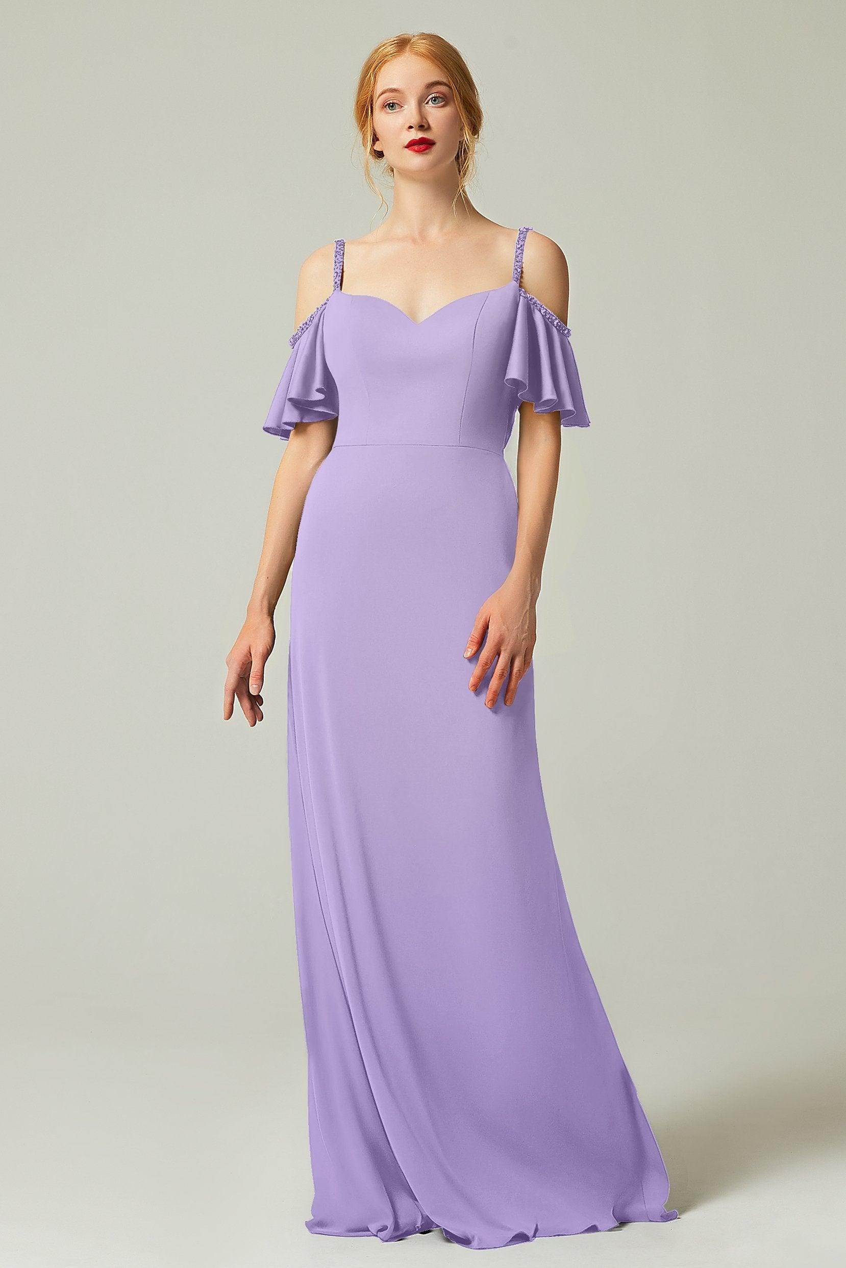 Sheath-Column Sweep Train Chiffon Bridesmaid Dress Formal Dresses CB0359 - COCOMELODY