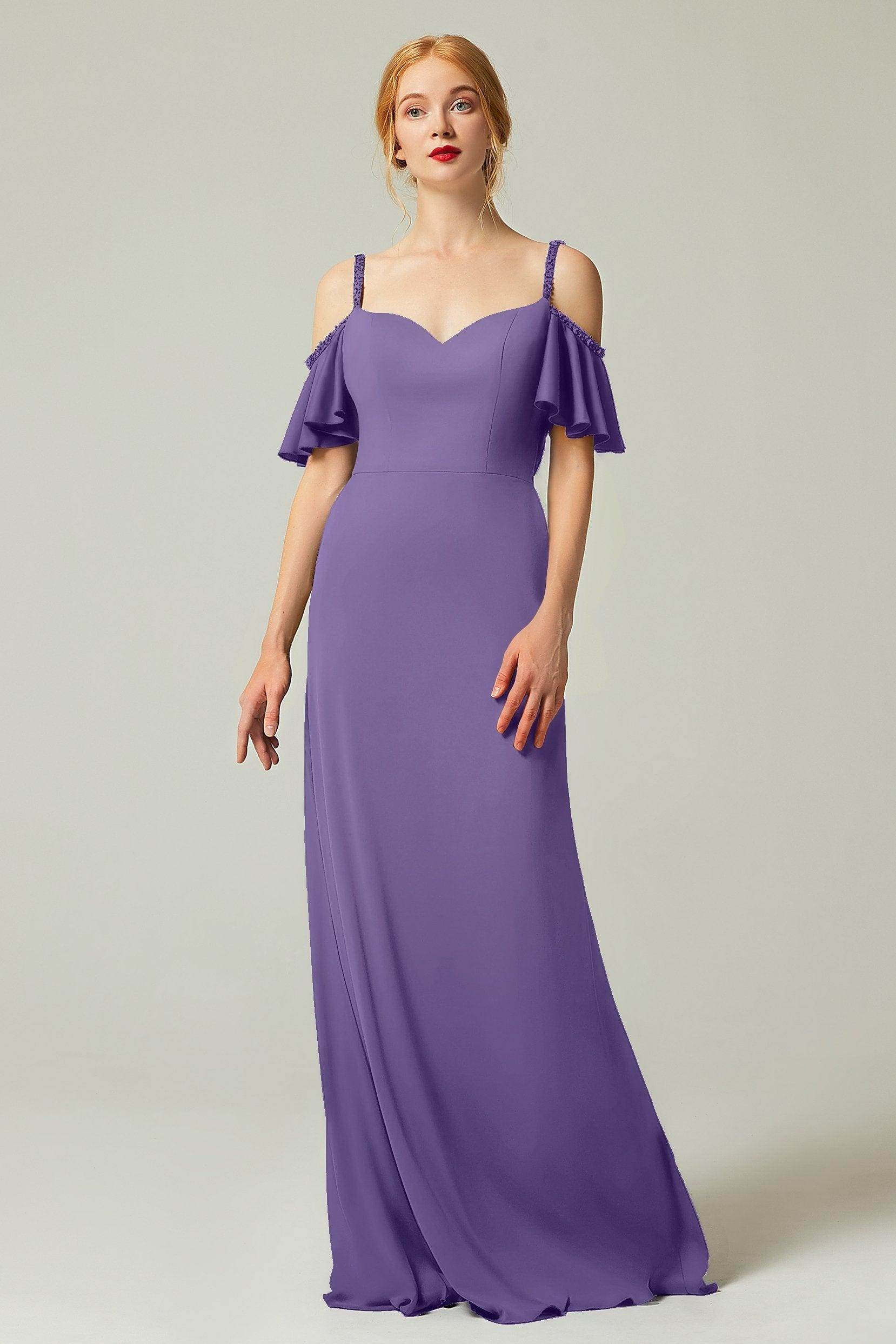 Sheath-Column Sweep Train Chiffon Bridesmaid Dress Formal Dresses CB0359 - COCOMELODY