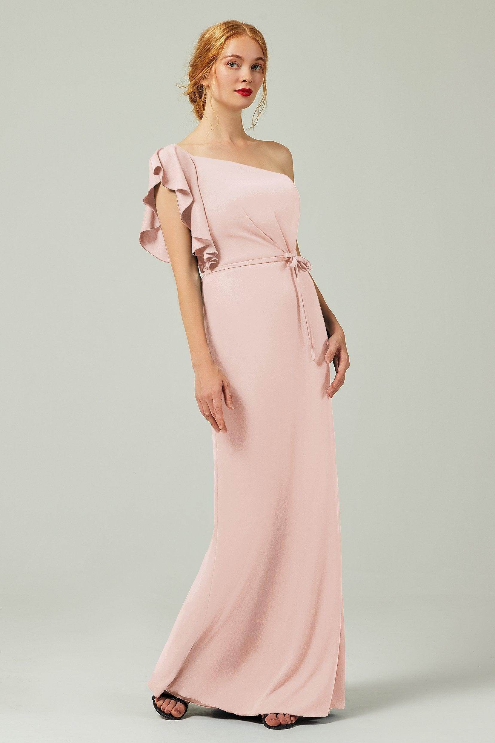 Sheath-Column Floor Length Chiffon Bridesmaid Dress Formal Dresses CB0361 - COCOMELODY