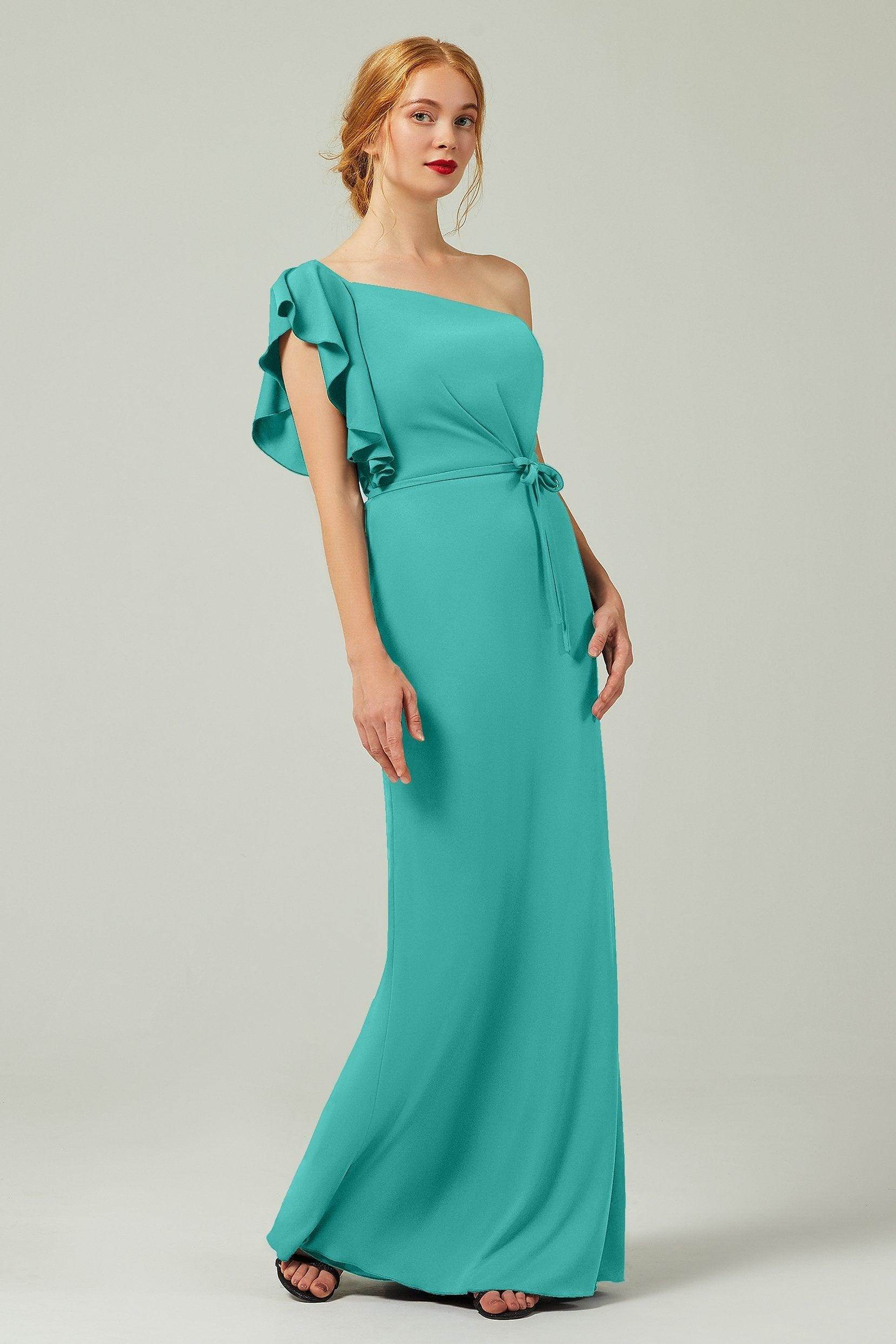 Sheath-Column Floor Length Chiffon Bridesmaid Dress Formal Dresses CB0361 - COCOMELODY