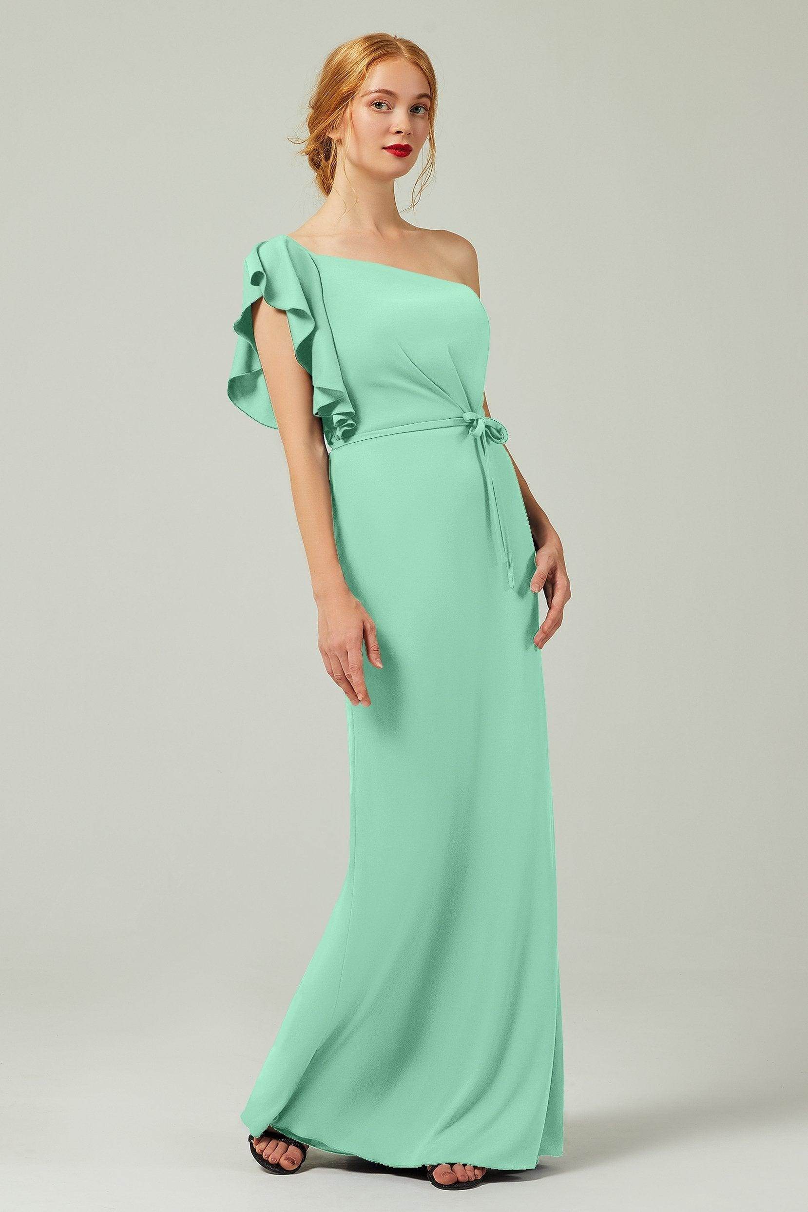 Sheath-Column Floor Length Chiffon Bridesmaid Dress Formal Dresses CB0361 - COCOMELODY