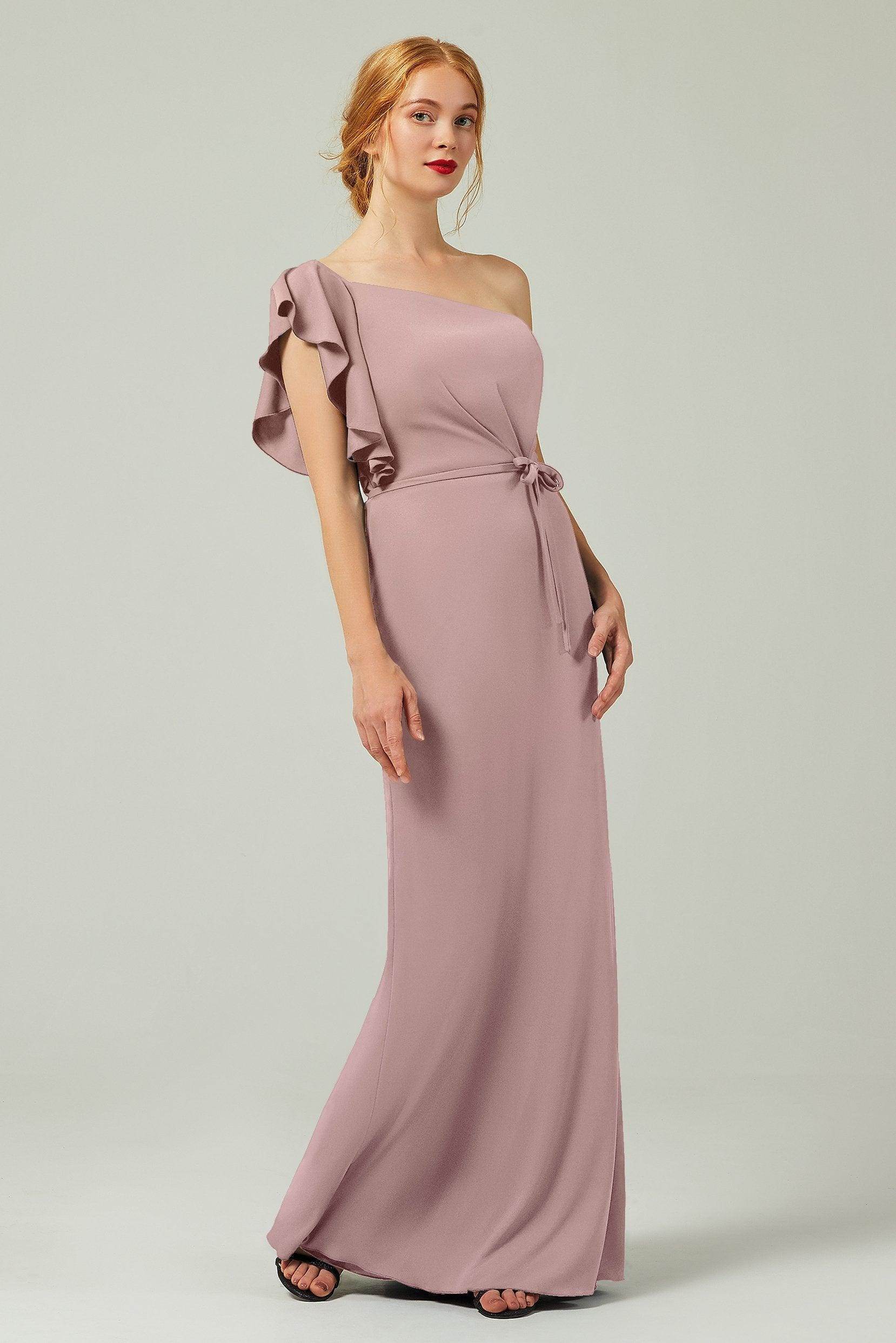 Sheath-Column Floor Length Chiffon Bridesmaid Dress Formal Dresses CB0361 - COCOMELODY