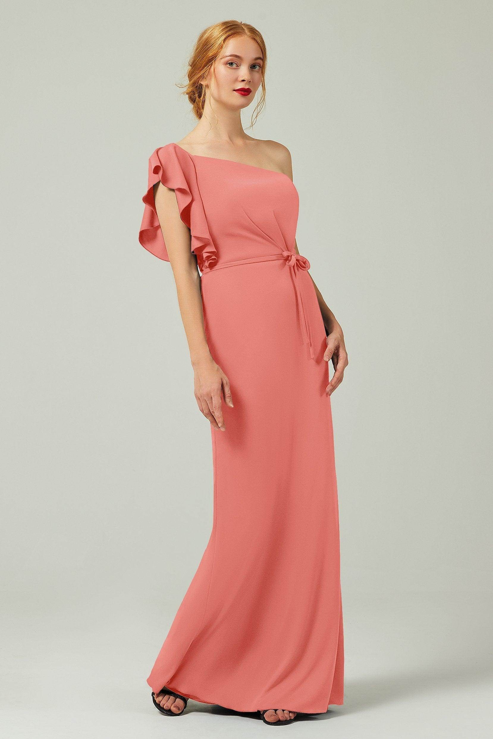 Sheath-Column Floor Length Chiffon Bridesmaid Dress Formal Dresses CB0361 - COCOMELODY