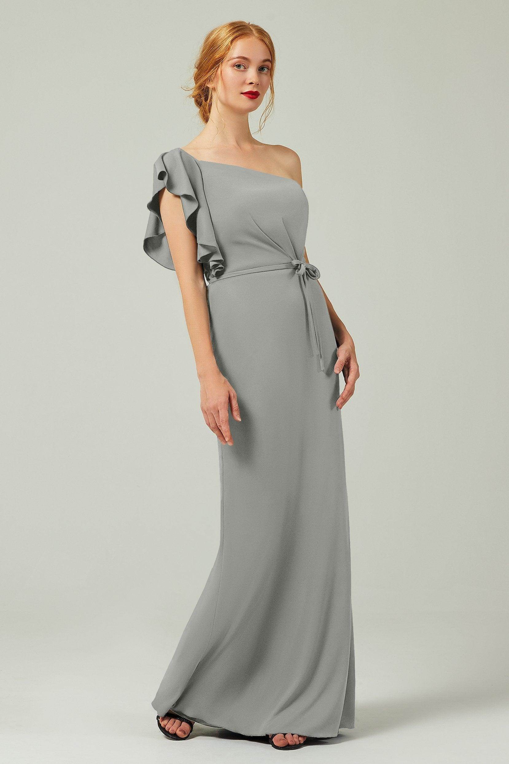 Sheath-Column Floor Length Chiffon Bridesmaid Dress Formal Dresses CB0361 - COCOMELODY