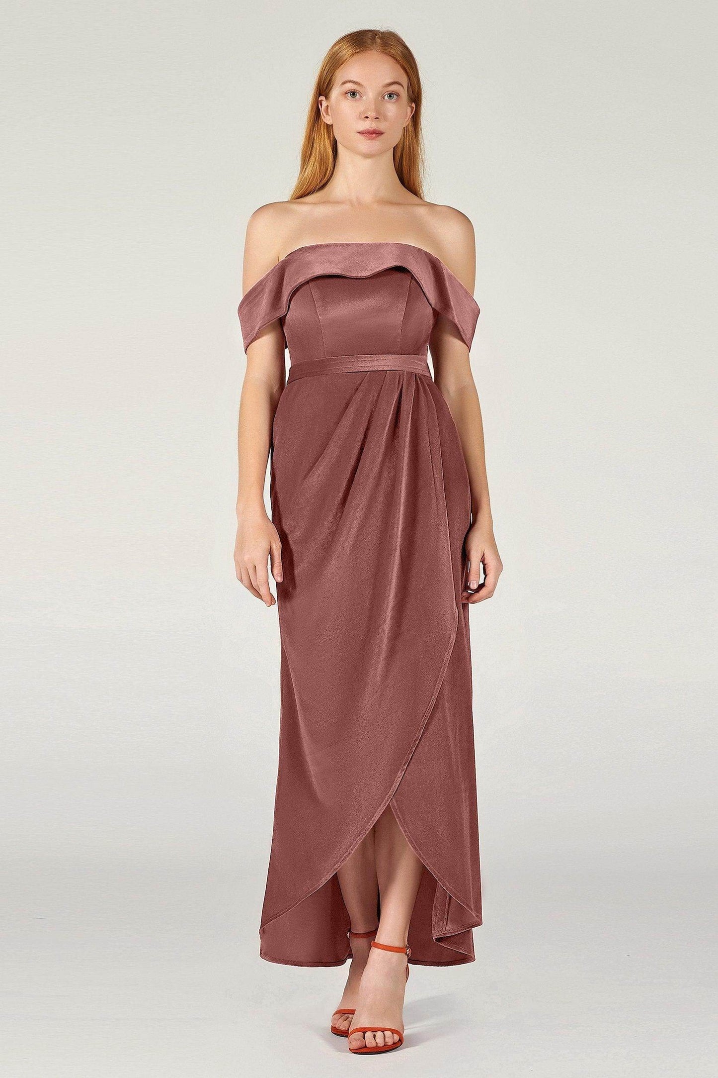 Sheath-Column Ankle Length Velvet Bridesmaid Dress CB0365 - COCOMELODY