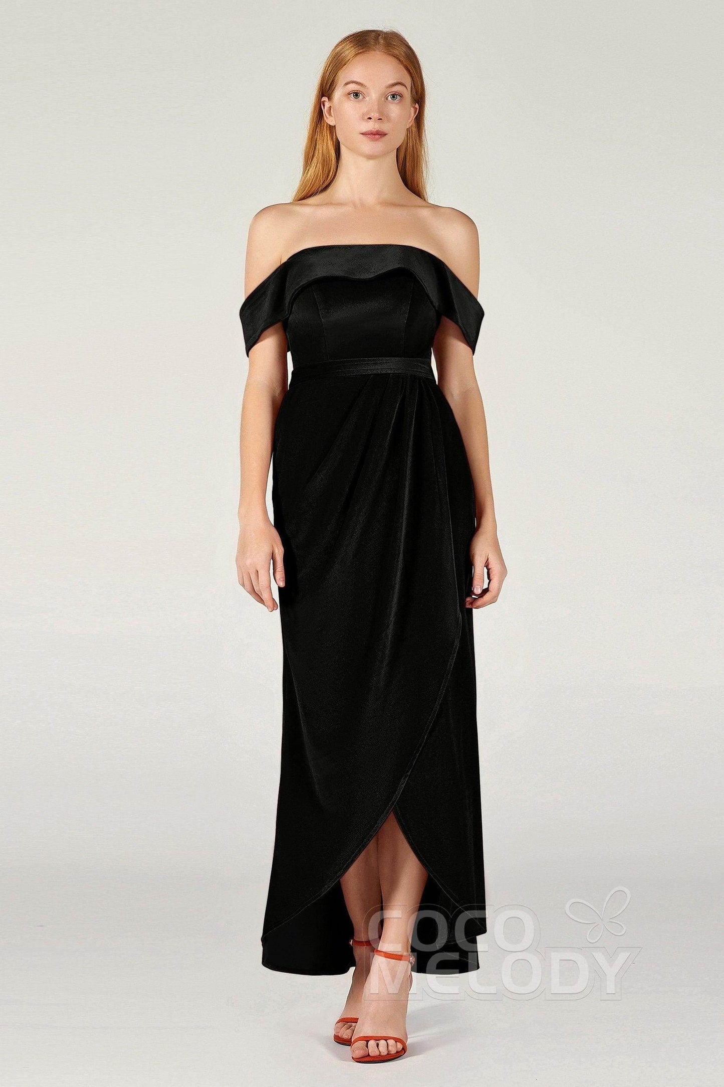 Sheath-Column Ankle Length Velvet Bridesmaid Dress CB0365 - COCOMELODY