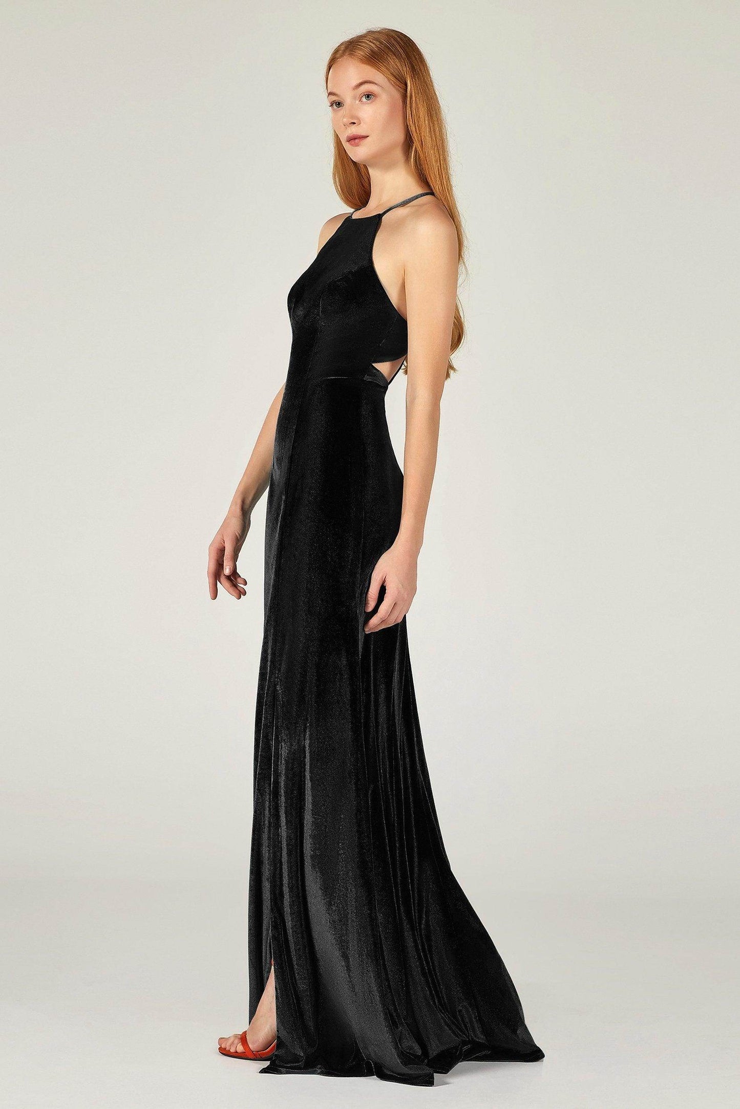 Sheath-Column Floor Length Velvet Bridesmaid Dress CB0372 - COCOMELODY