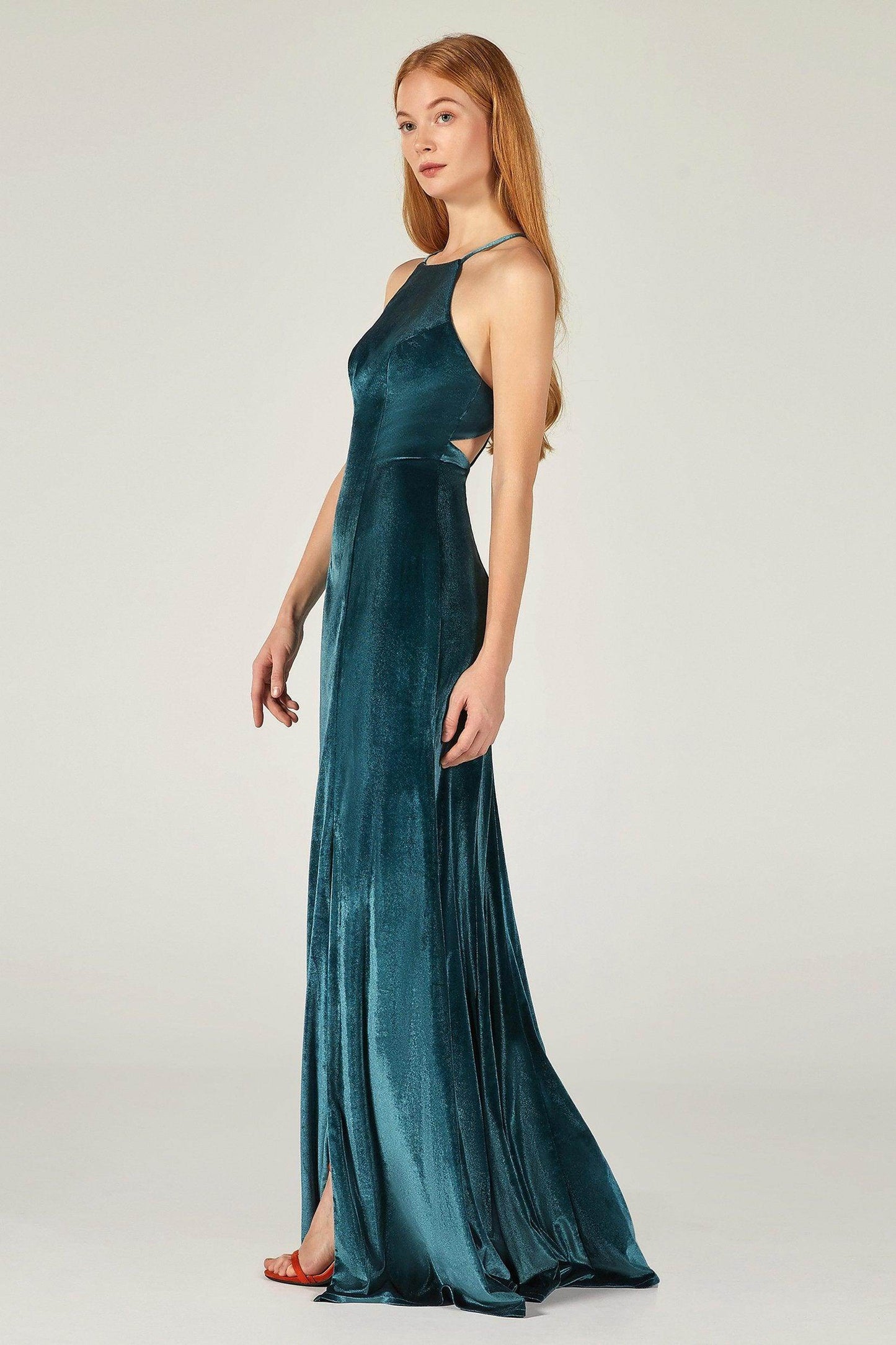 Sheath-Column Floor Length Velvet Bridesmaid Dress CB0372 - COCOMELODY