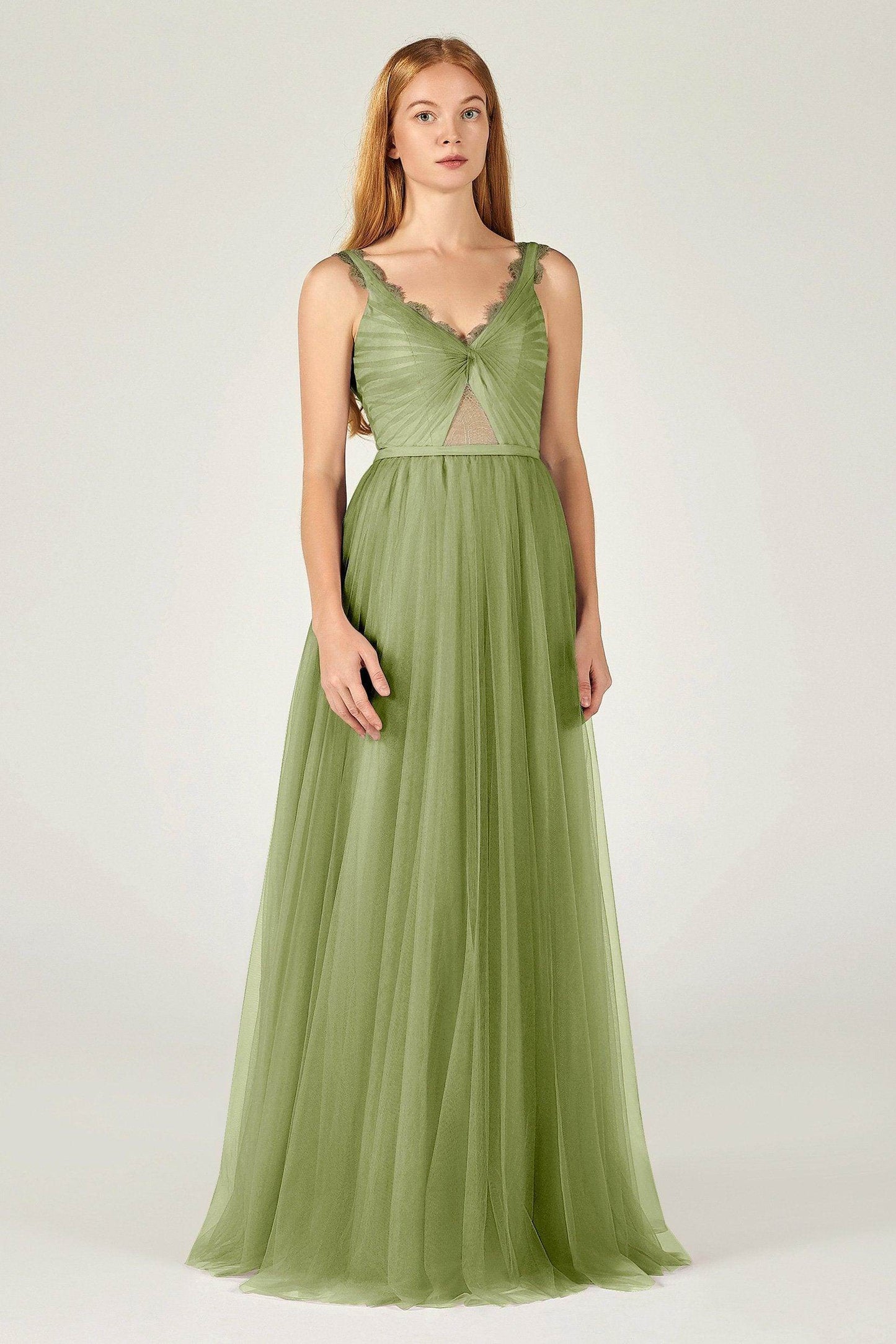 A-Line Floor Length Tulle Bridesmaid Dress CB0380 - COCOMELODY