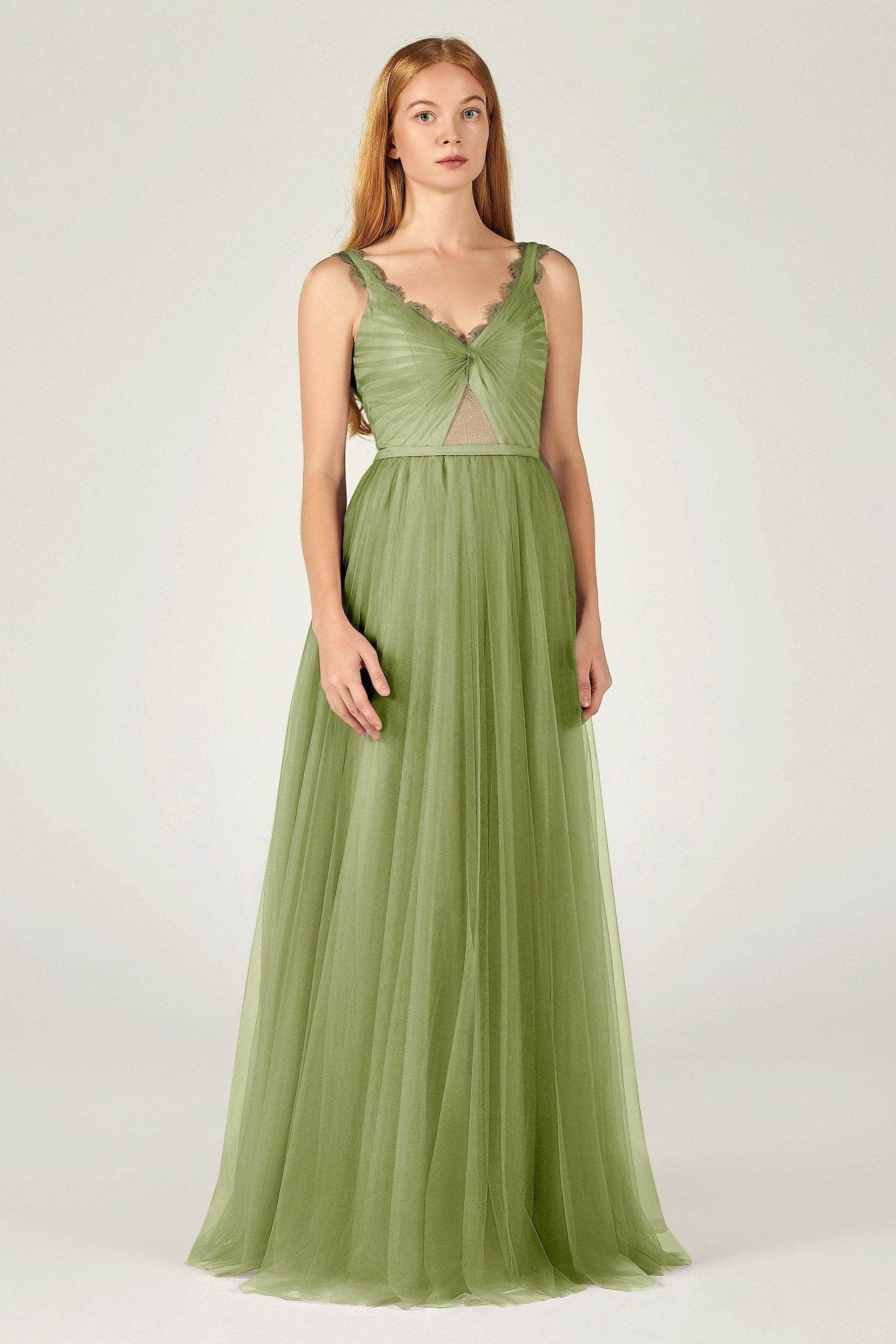 A-Line Floor Length Tulle Bridesmaid Dress CB0380 - COCOMELODY