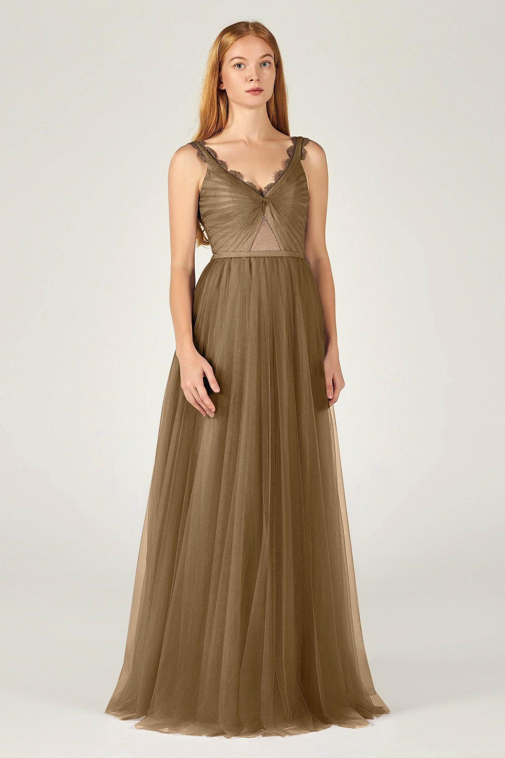 A-Line Floor Length Tulle Bridesmaid Dress CB0380 - COCOMELODY
