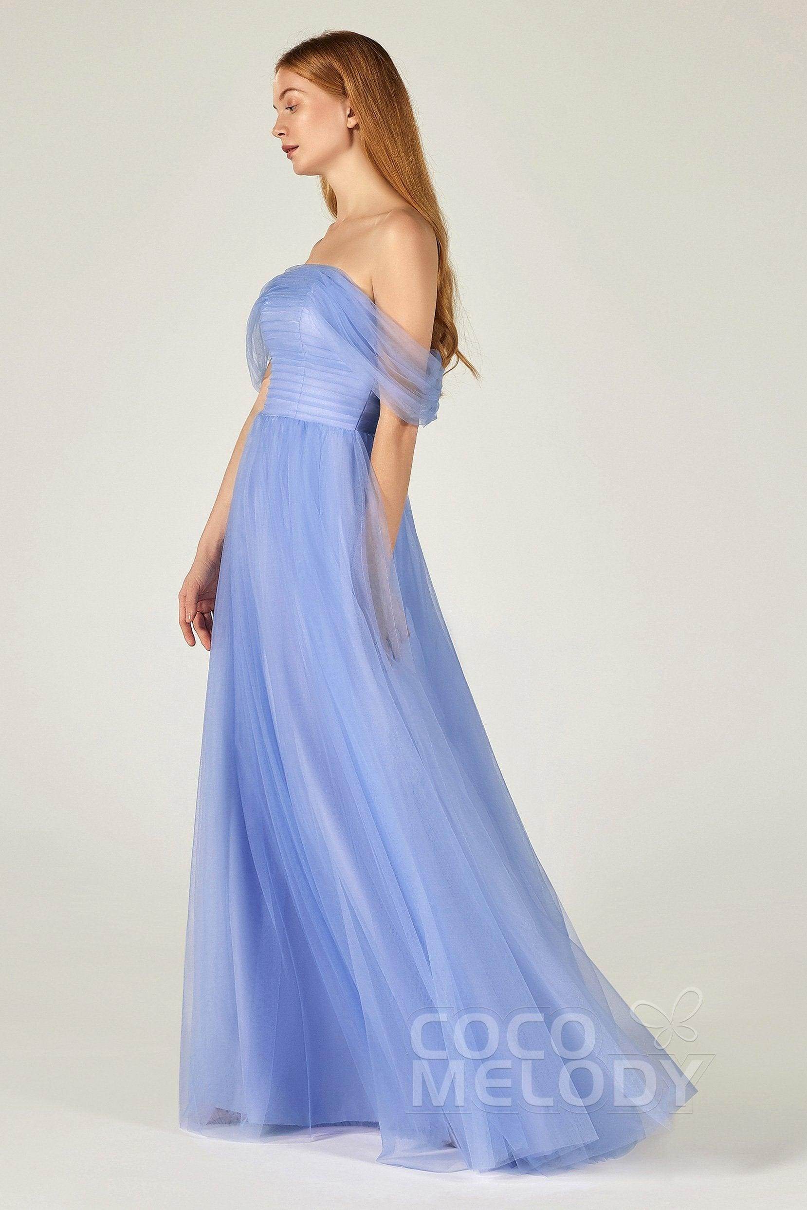 A-Line Floor Length Tulle Bridesmaid Dress CB0382 - COCOMELODY