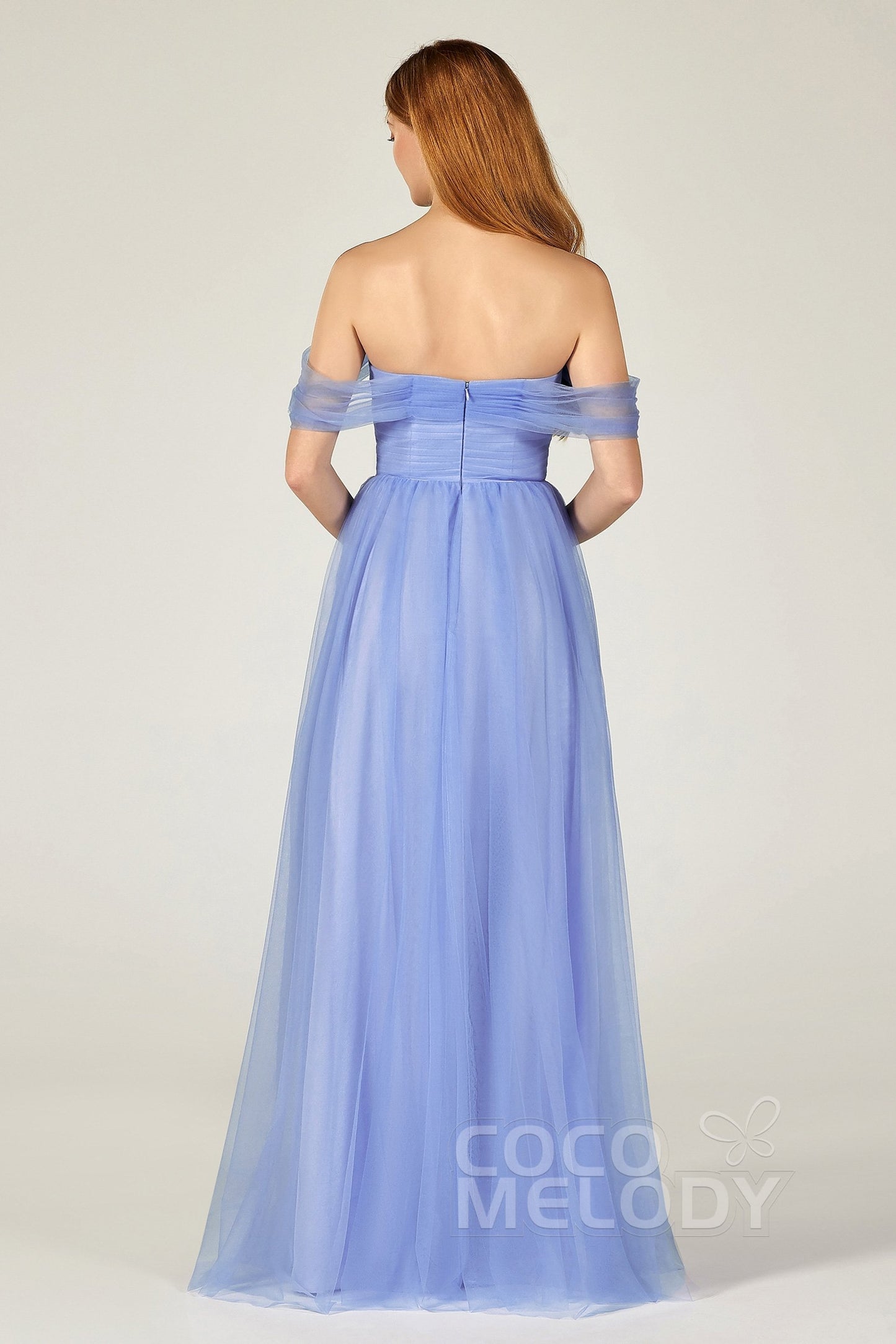 A-Line Floor Length Tulle Bridesmaid Dress CB0382