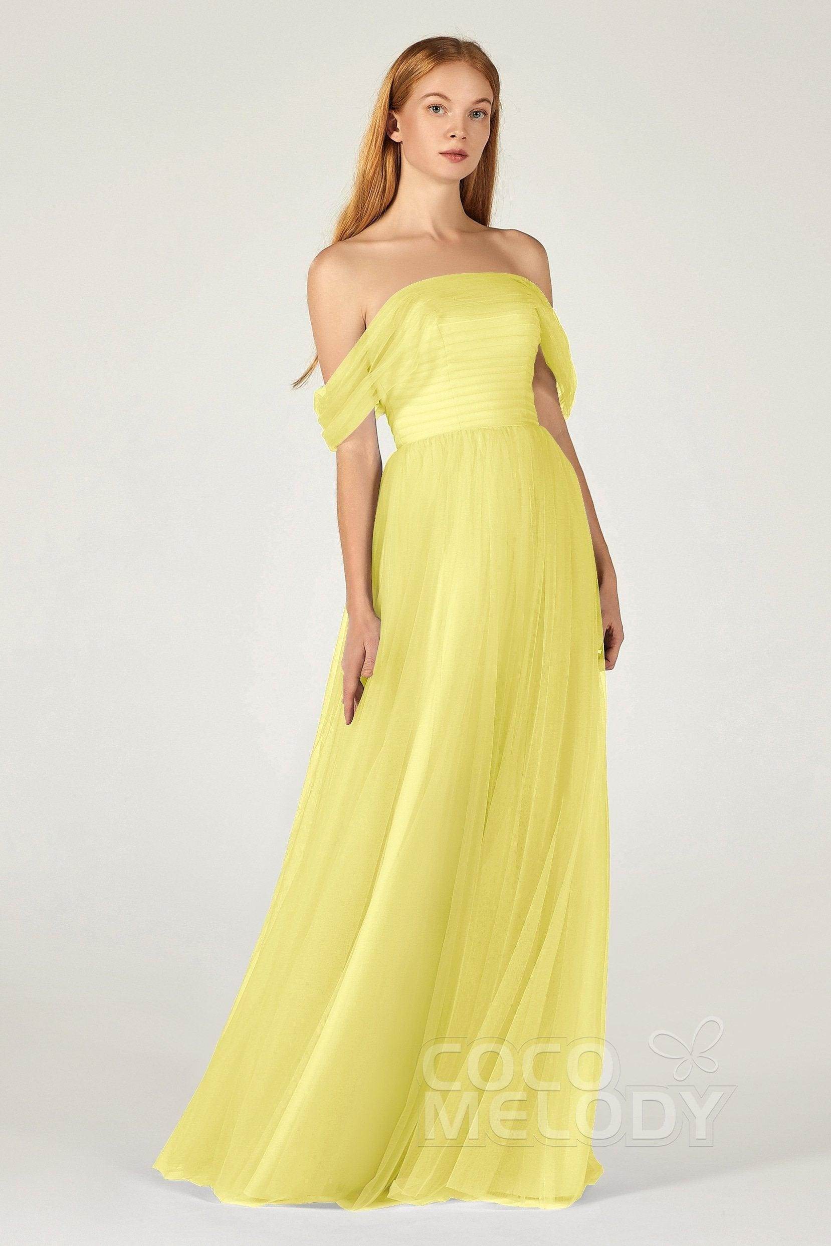 A-Line Floor Length Tulle Bridesmaid Dress CB0382 - COCOMELODY